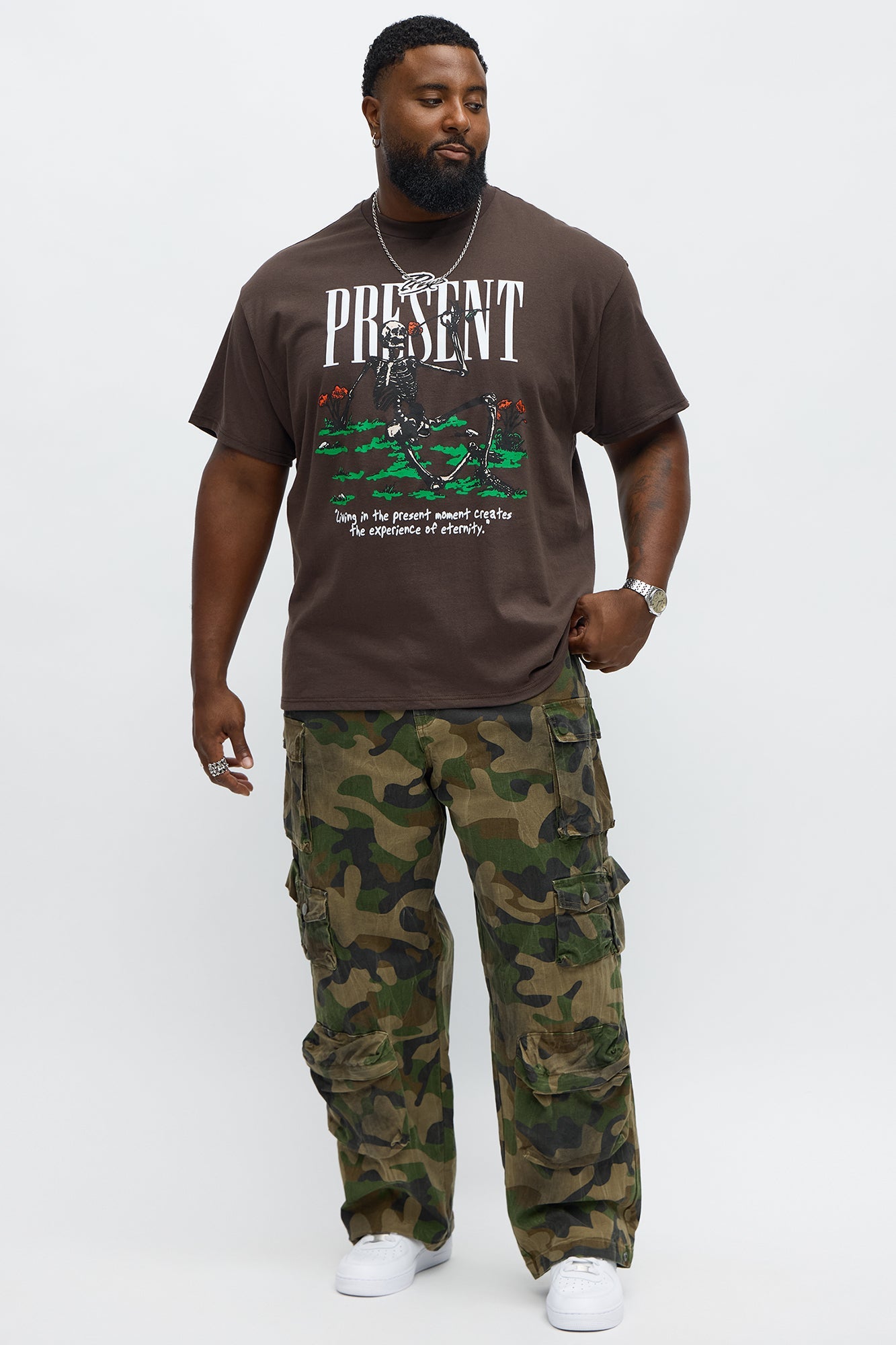 Stop Scrolling Be Present Short Sleeve Tee - Brown