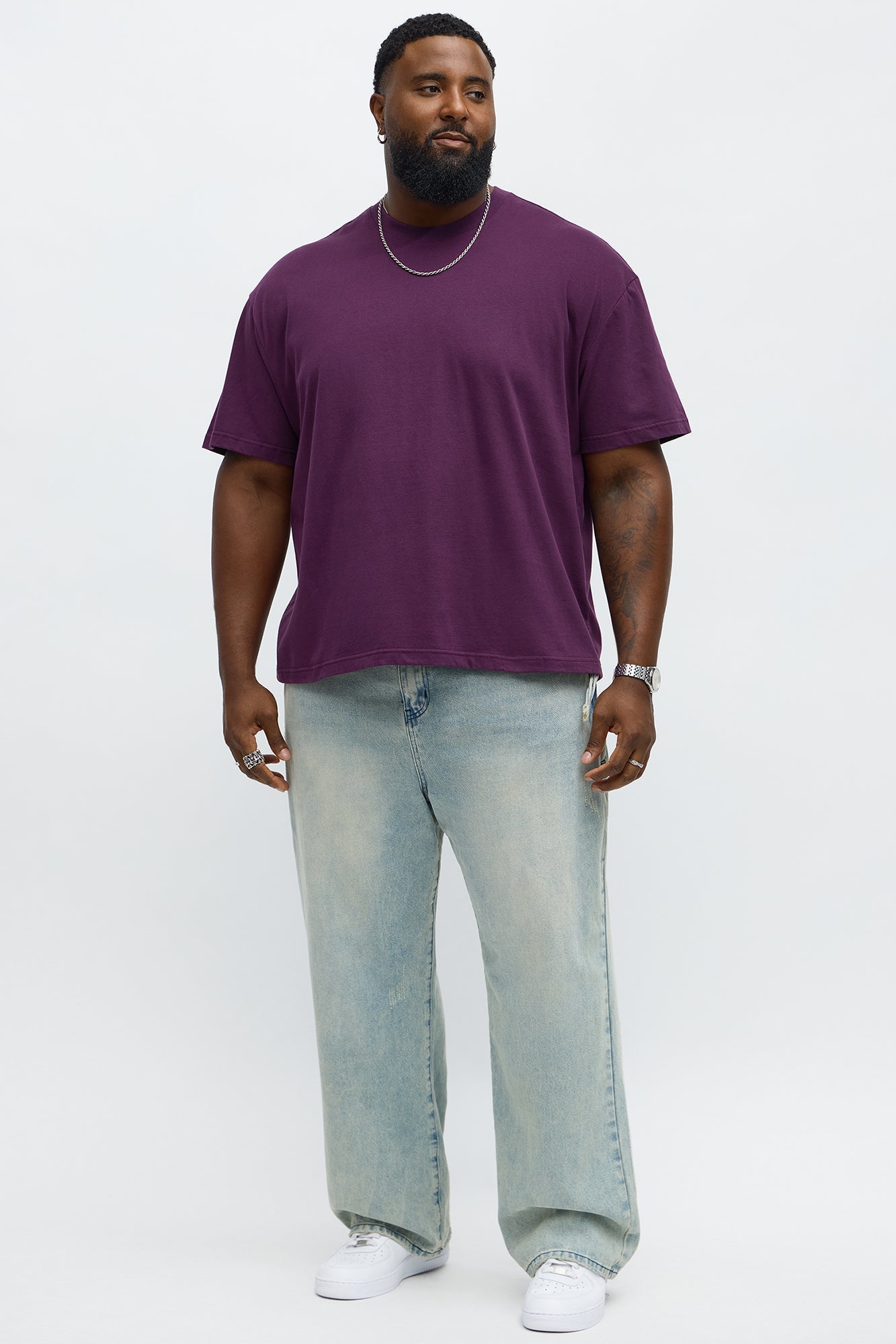 Premium Relaxed Soft Cotton Tee - Plum