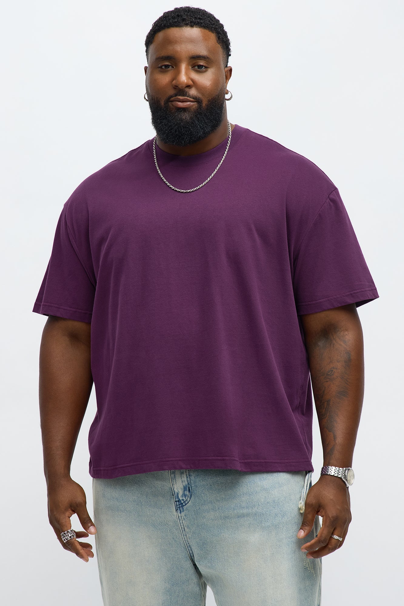 Premium Relaxed Soft Cotton Tee - Plum