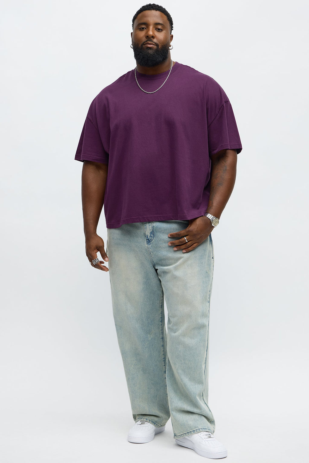 Premium Boxy Cropped Soft Cotton Tee - Plum