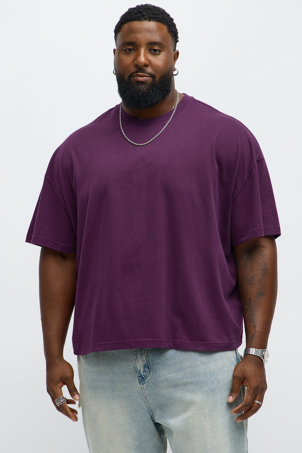 Premium Boxy Cropped Soft Cotton Tee - Plum