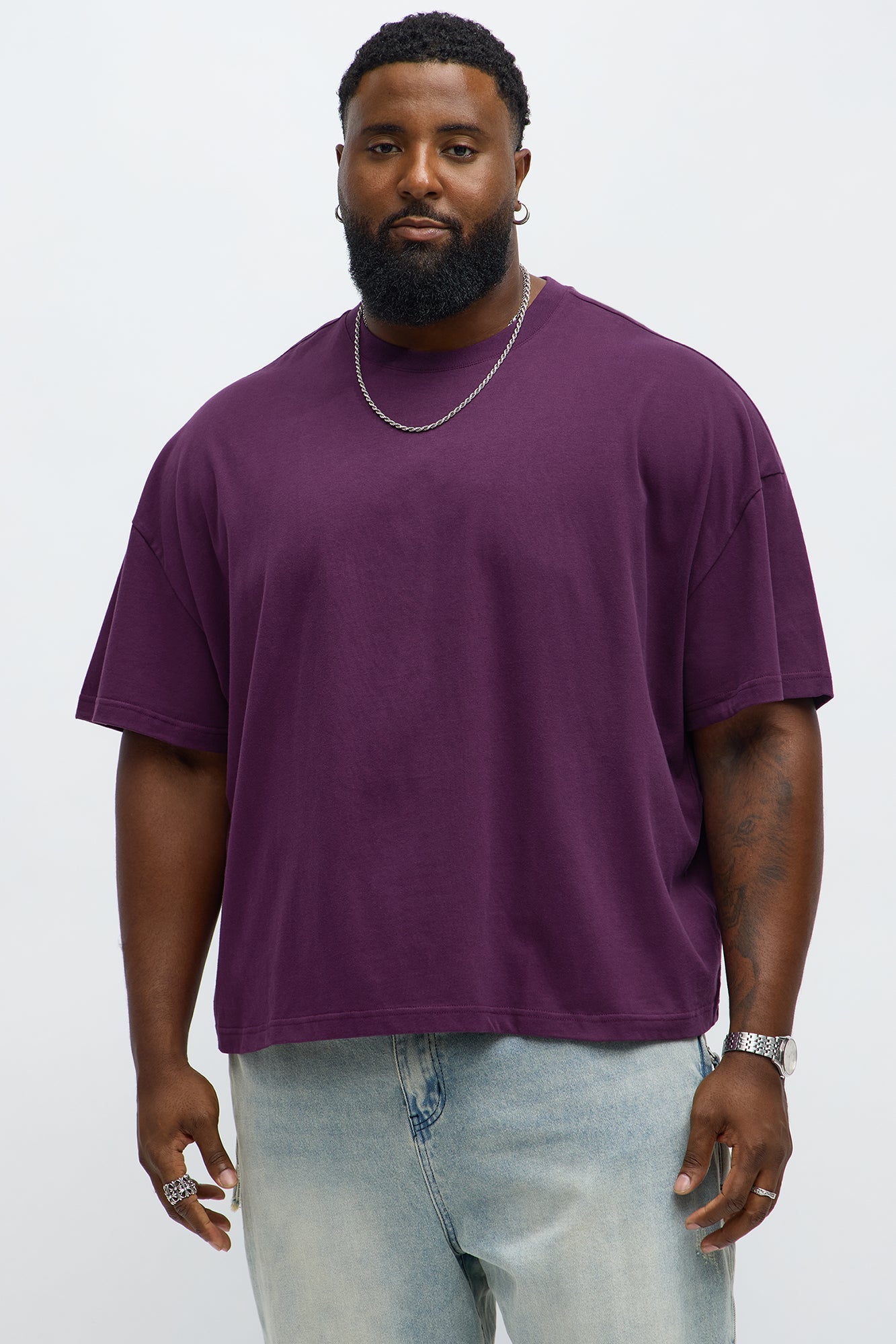 Premium Boxy Cropped Soft Cotton Tee - Plum