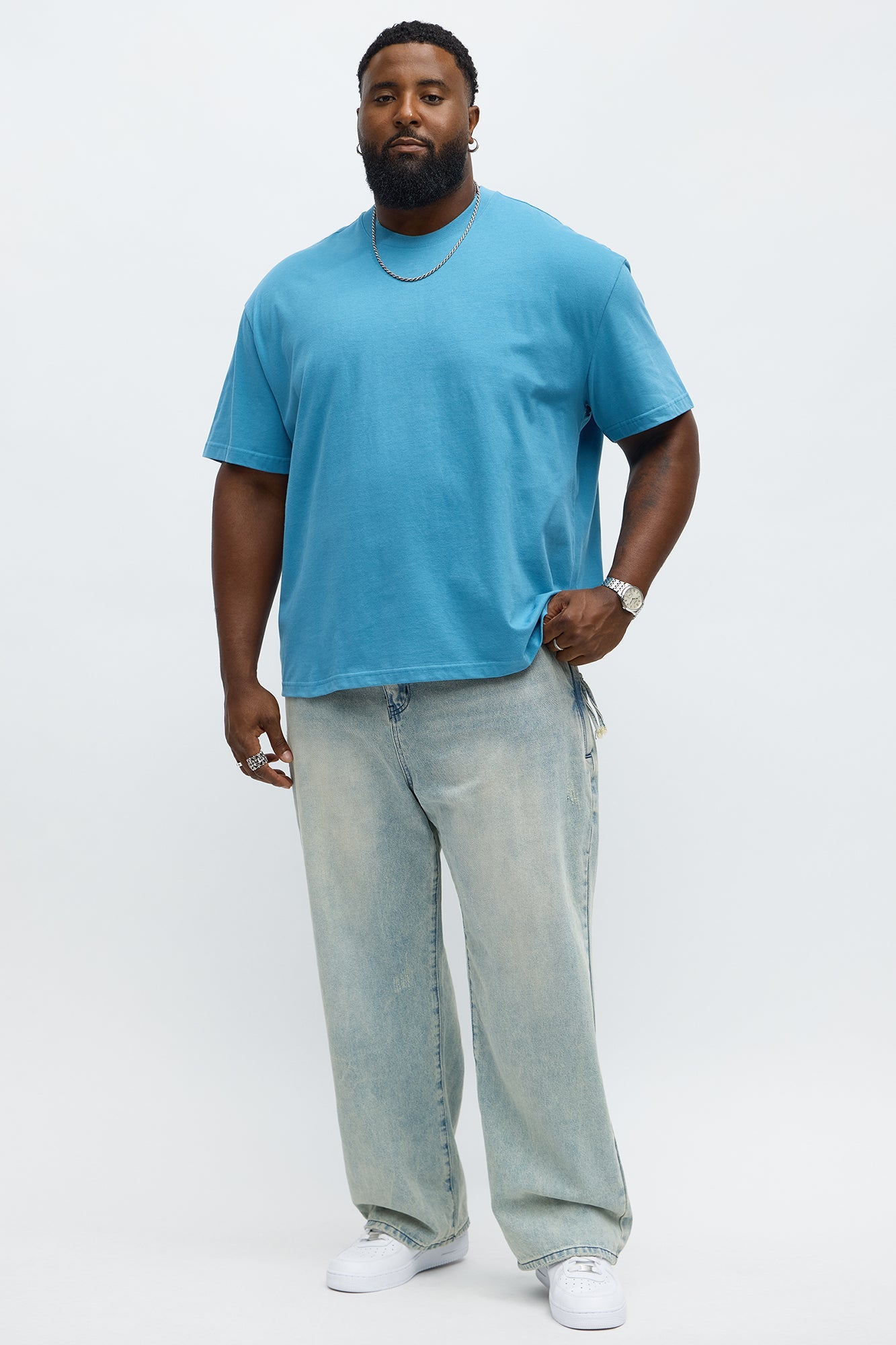 Premium Relaxed Soft Cotton Tee - Blue