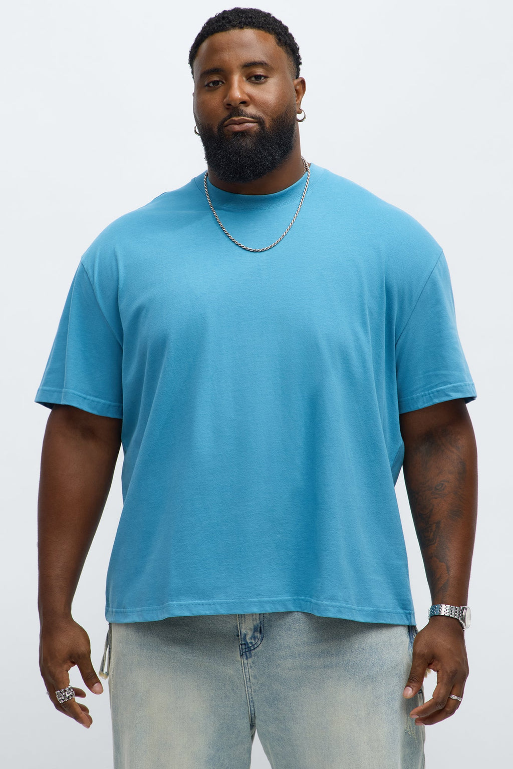 Premium Relaxed Soft Cotton Tee - Blue