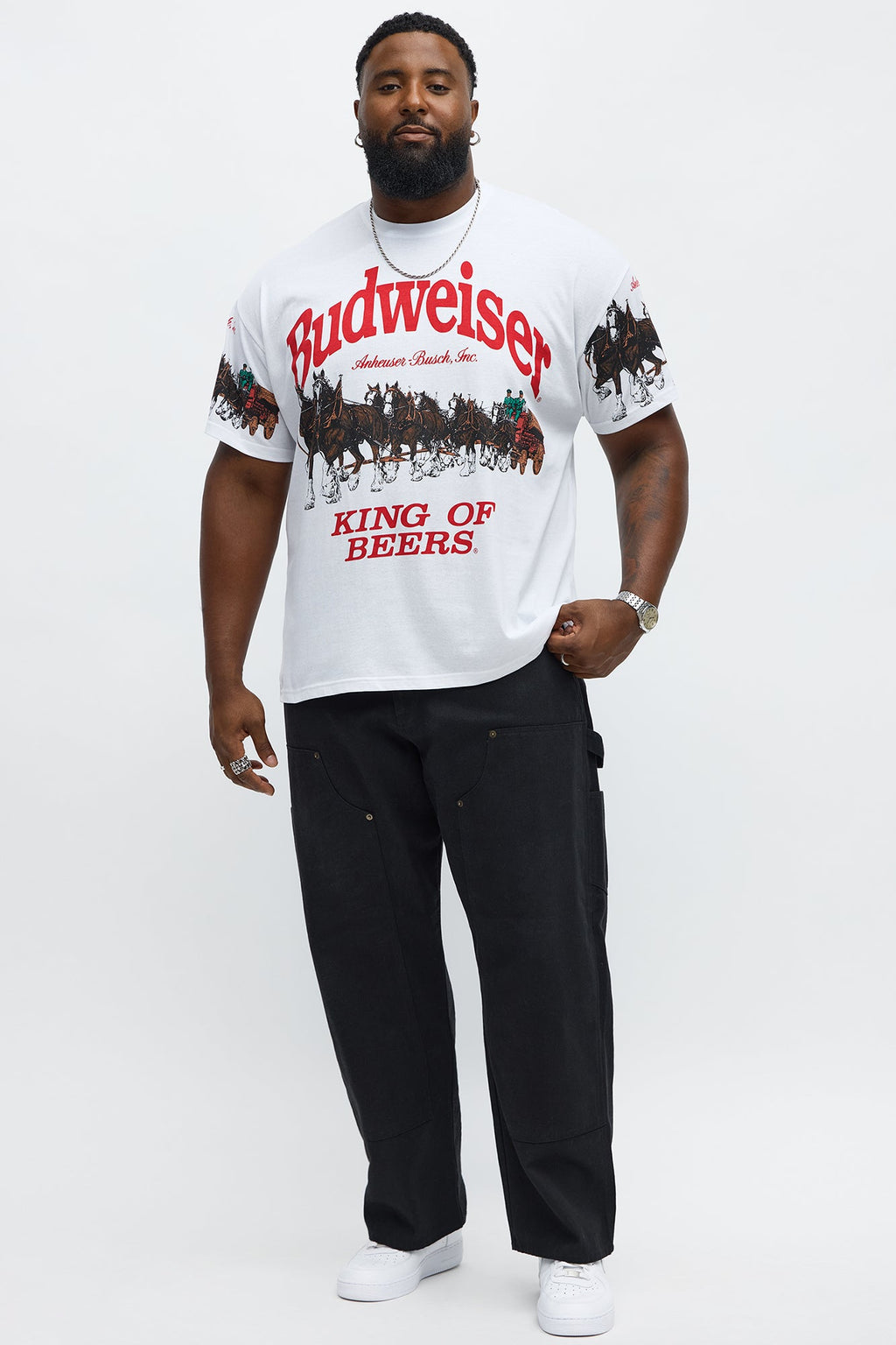 Budweiser King Of Beers Clydesdales Short Sleeve Tee - White