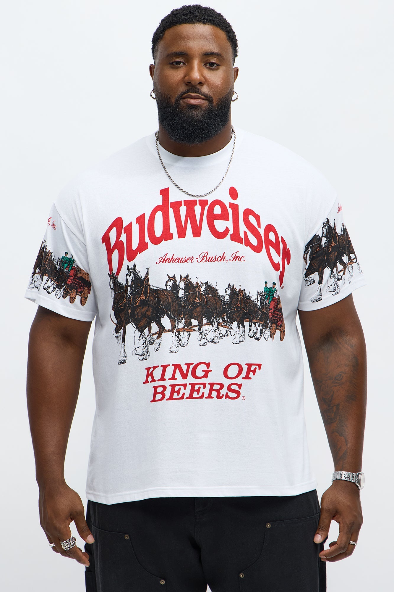 Budweiser King Of Beers Clydesdales Short Sleeve Tee - White