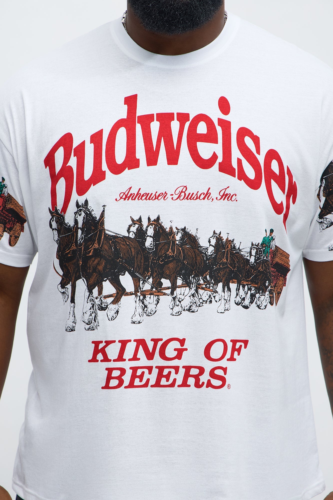 Budweiser King Of Beers Clydesdales Short Sleeve Tee - White