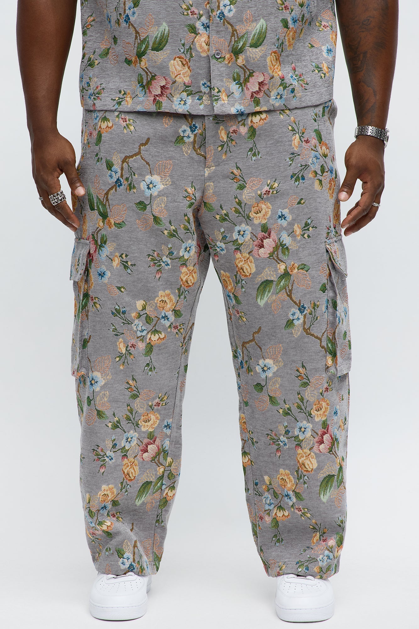 Baggy Blooming Cargo Pant - Grey