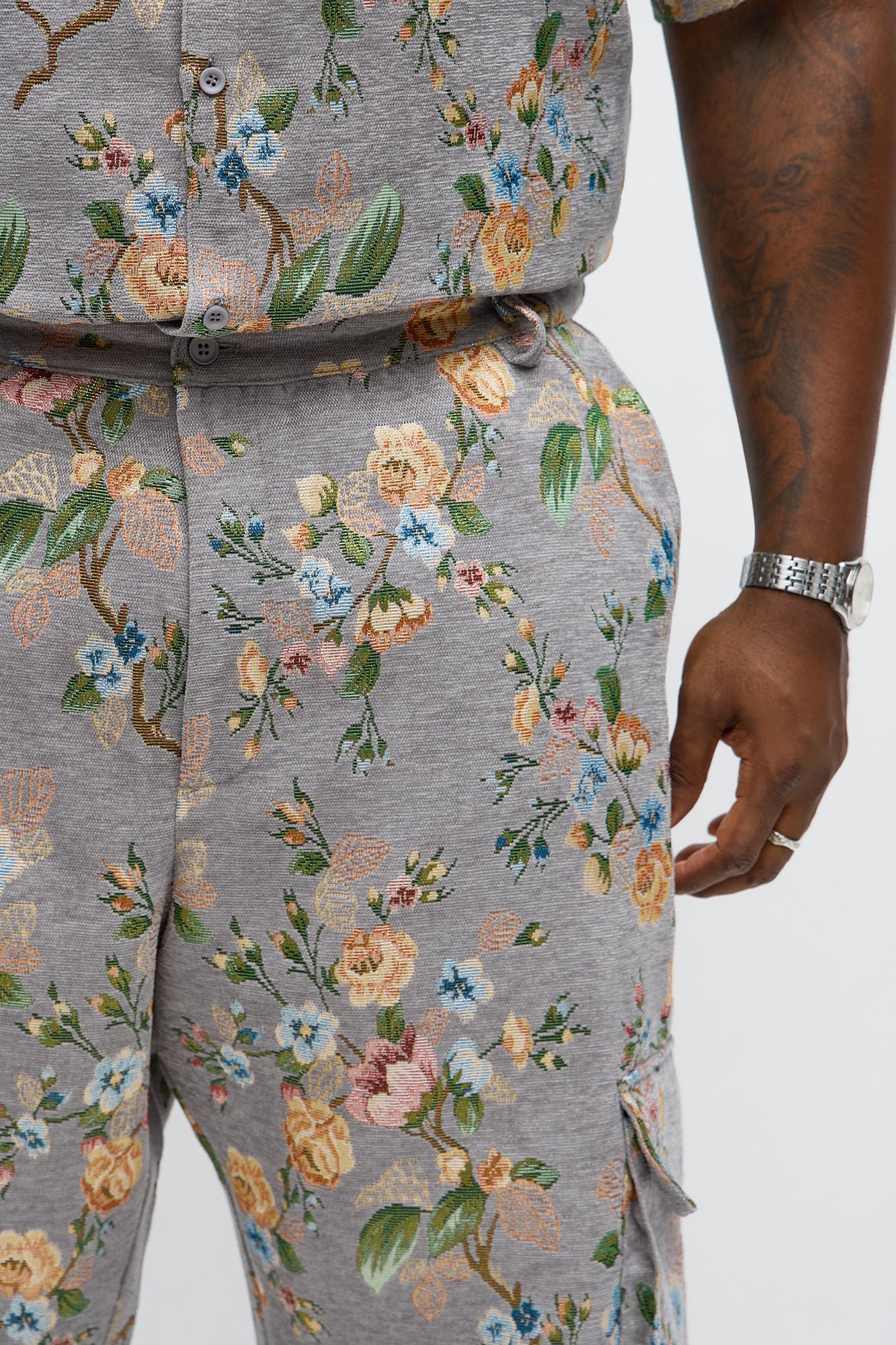Baggy Blooming Cargo Pant - Grey