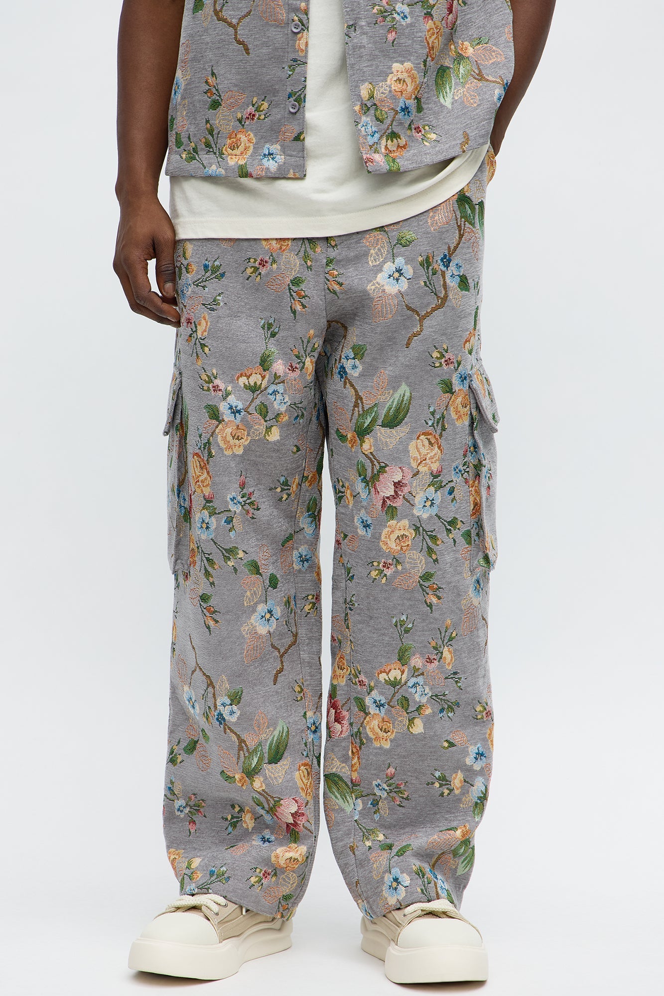 Baggy Blooming Cargo Pant - Grey