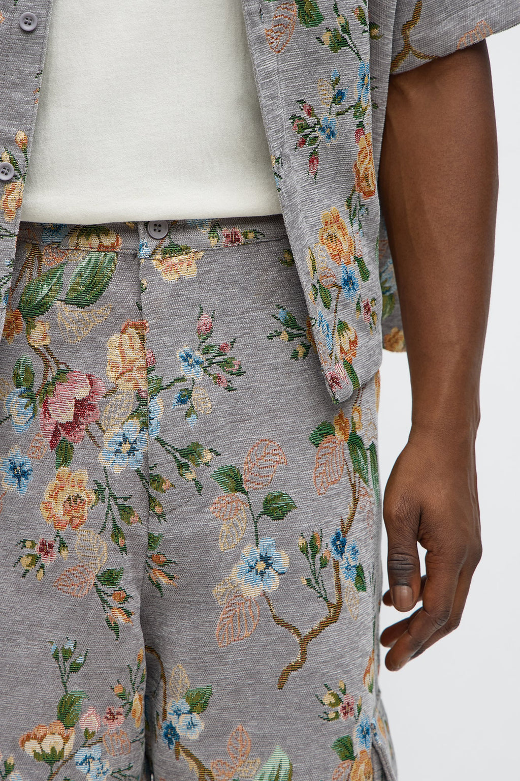 Baggy Blooming Cargo Pant - Grey