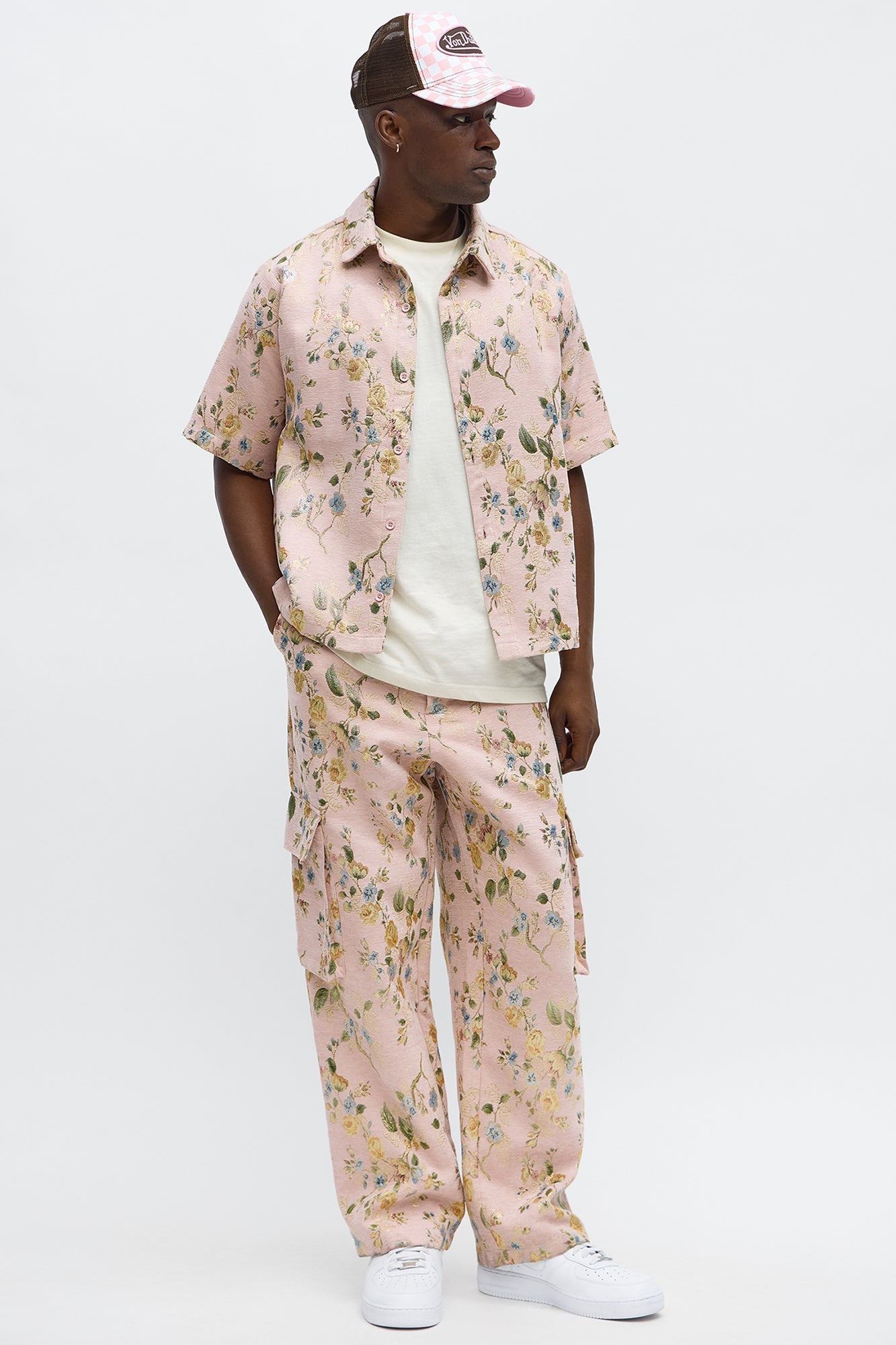Baggy Blooming Cargo Pant - Pink
