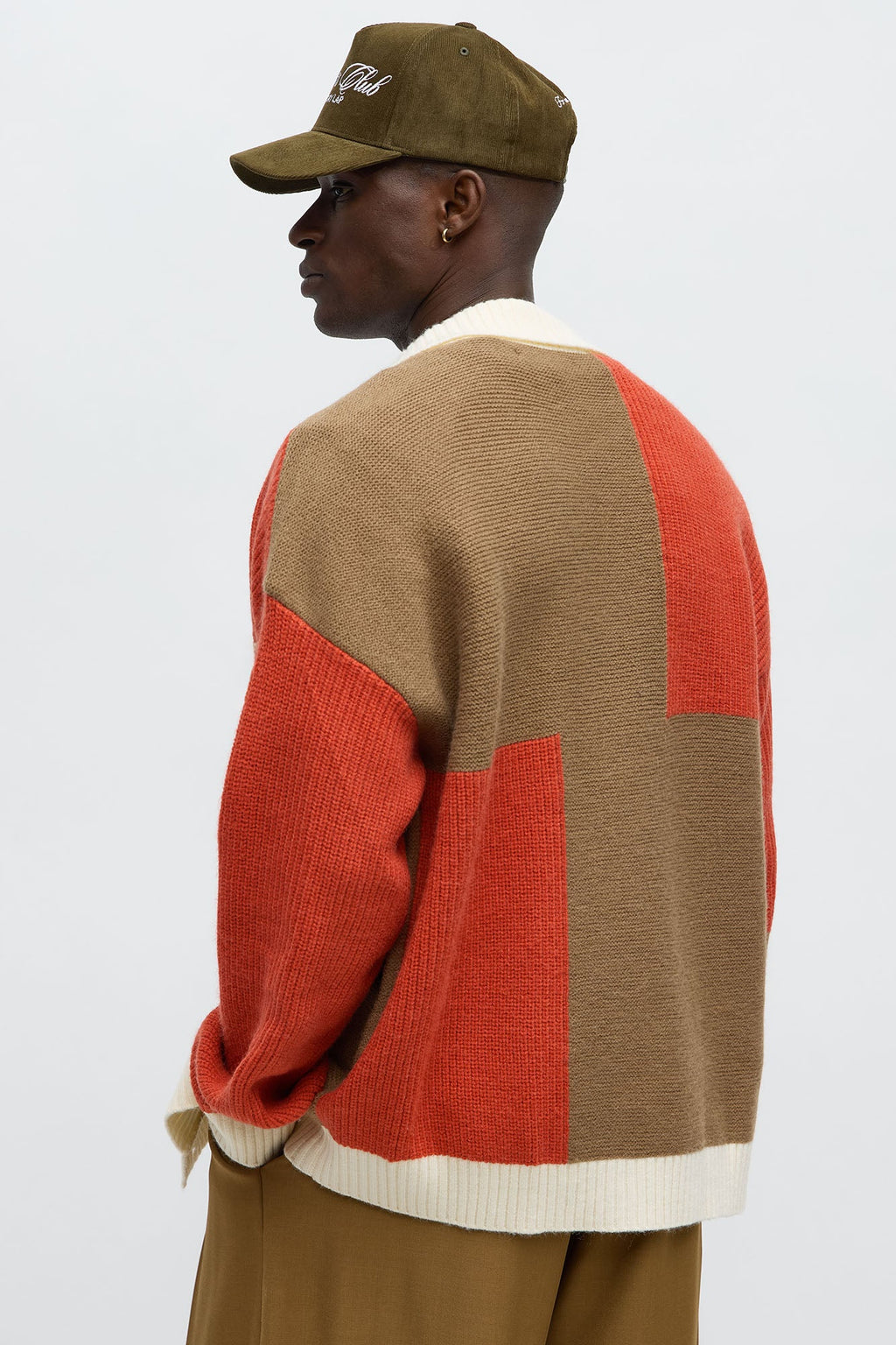 Home Hearth Collared Cardigan - Rust/combo