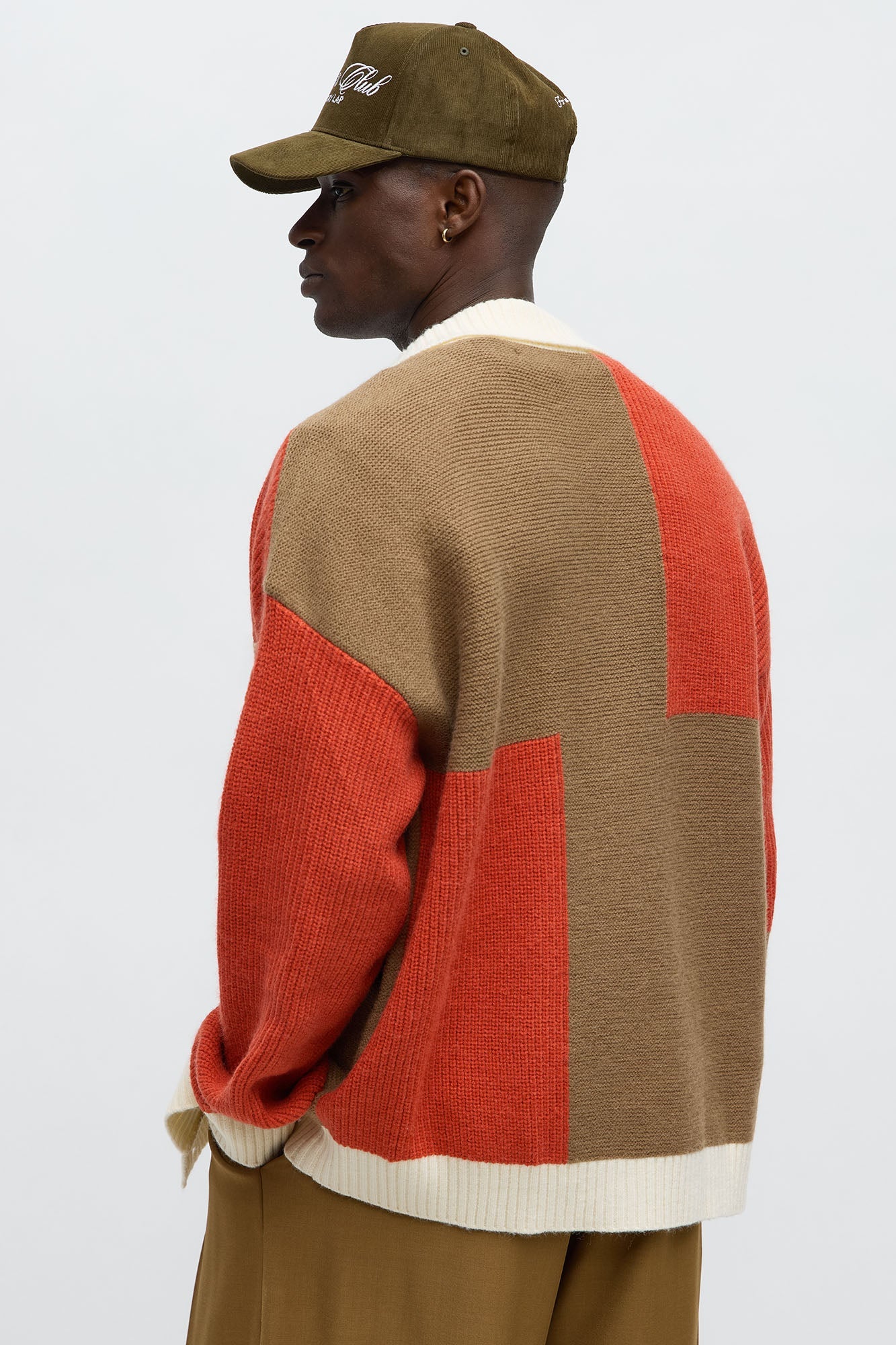 Home Hearth Collared Cardigan - Rust/combo