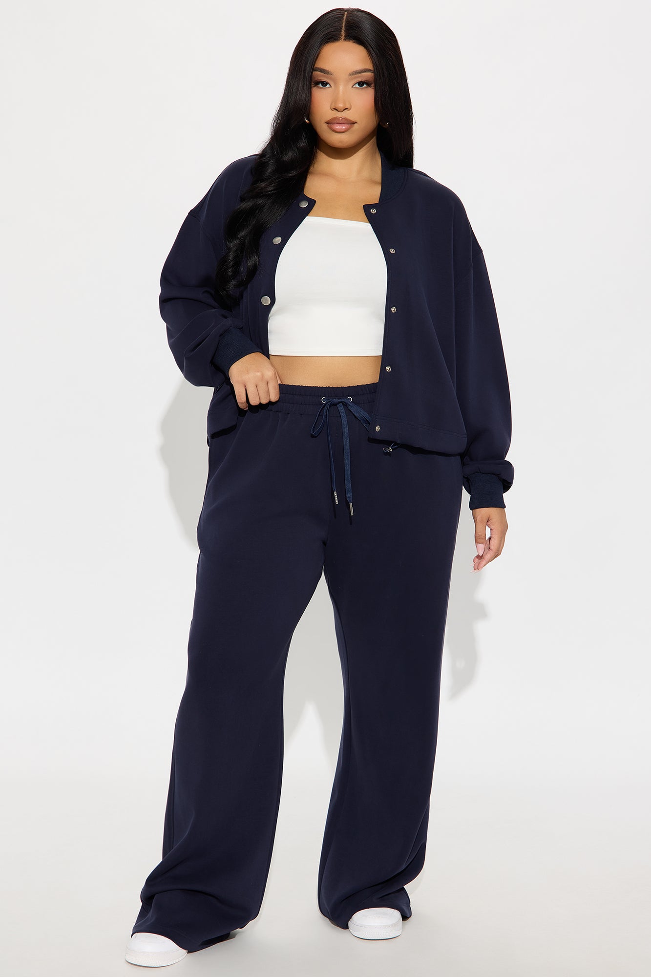 Set The Pace Scuba Pant Set - Navy