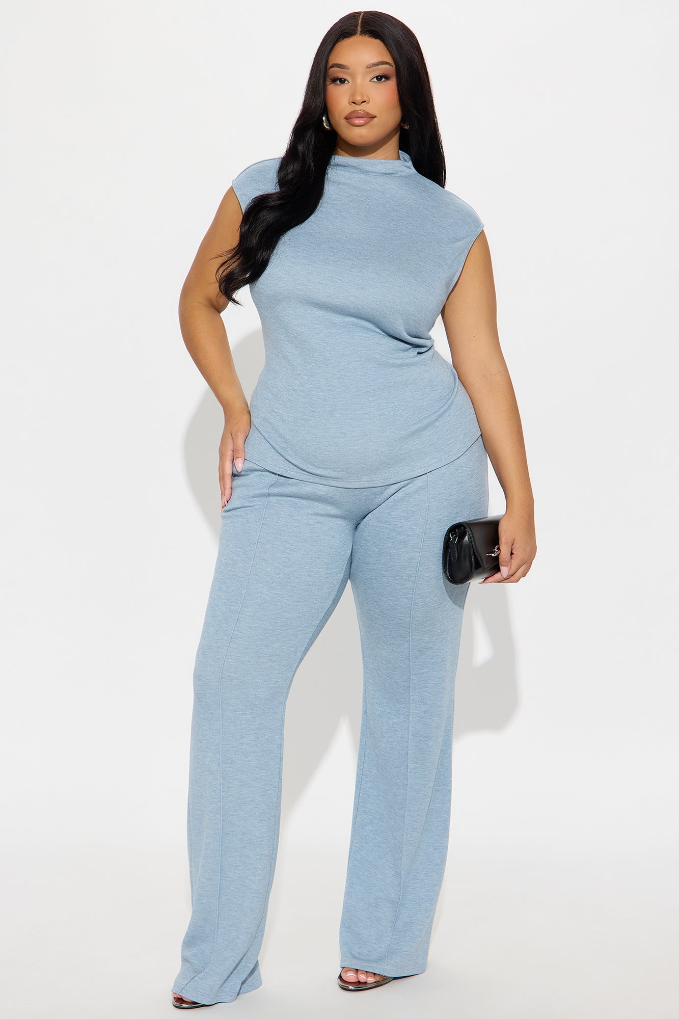 Shayla High Neck Pant Set - Blue 