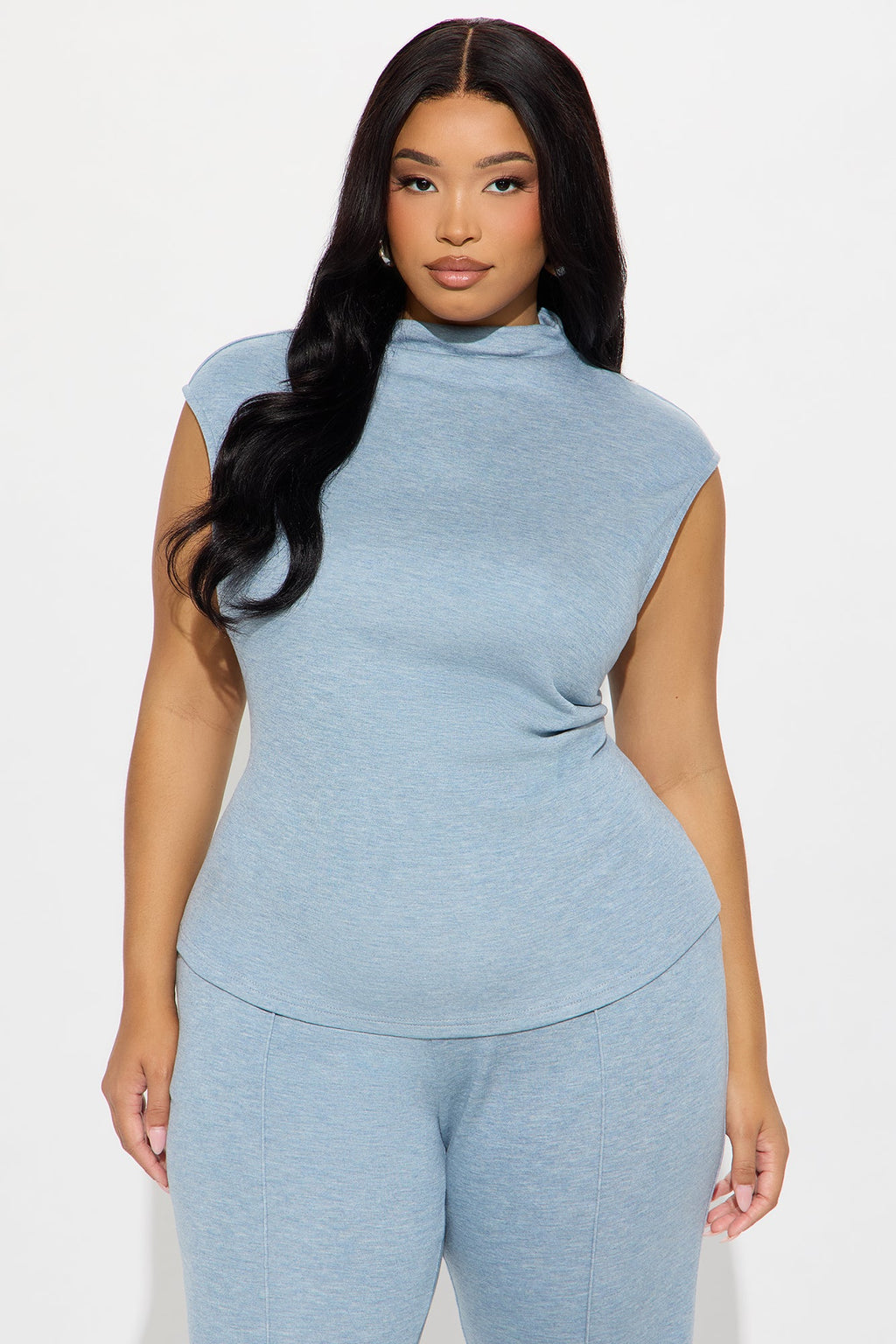 Shayla High Neck Pant Set - Blue 