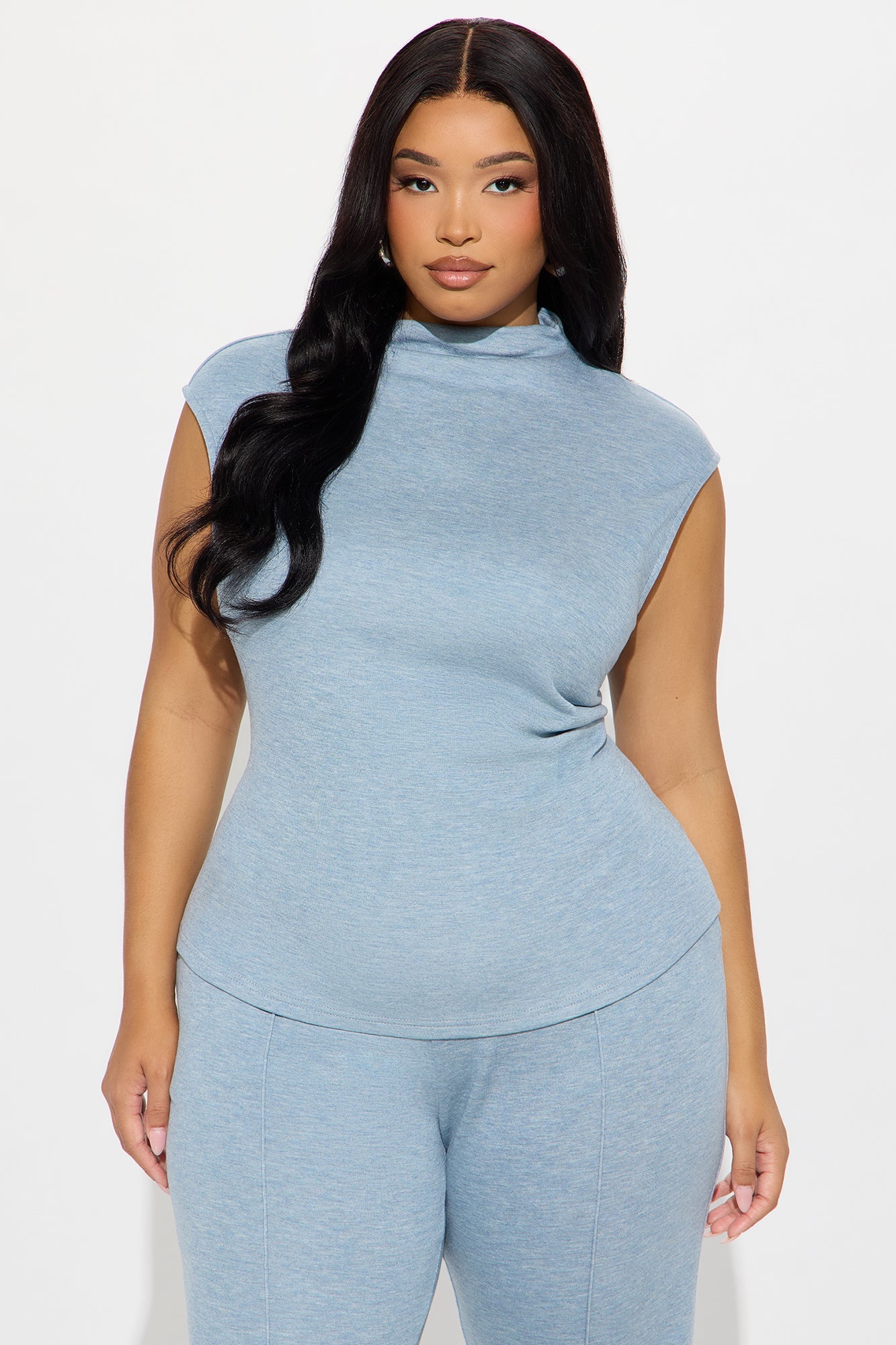 Shayla High Neck Pant Set - Blue 