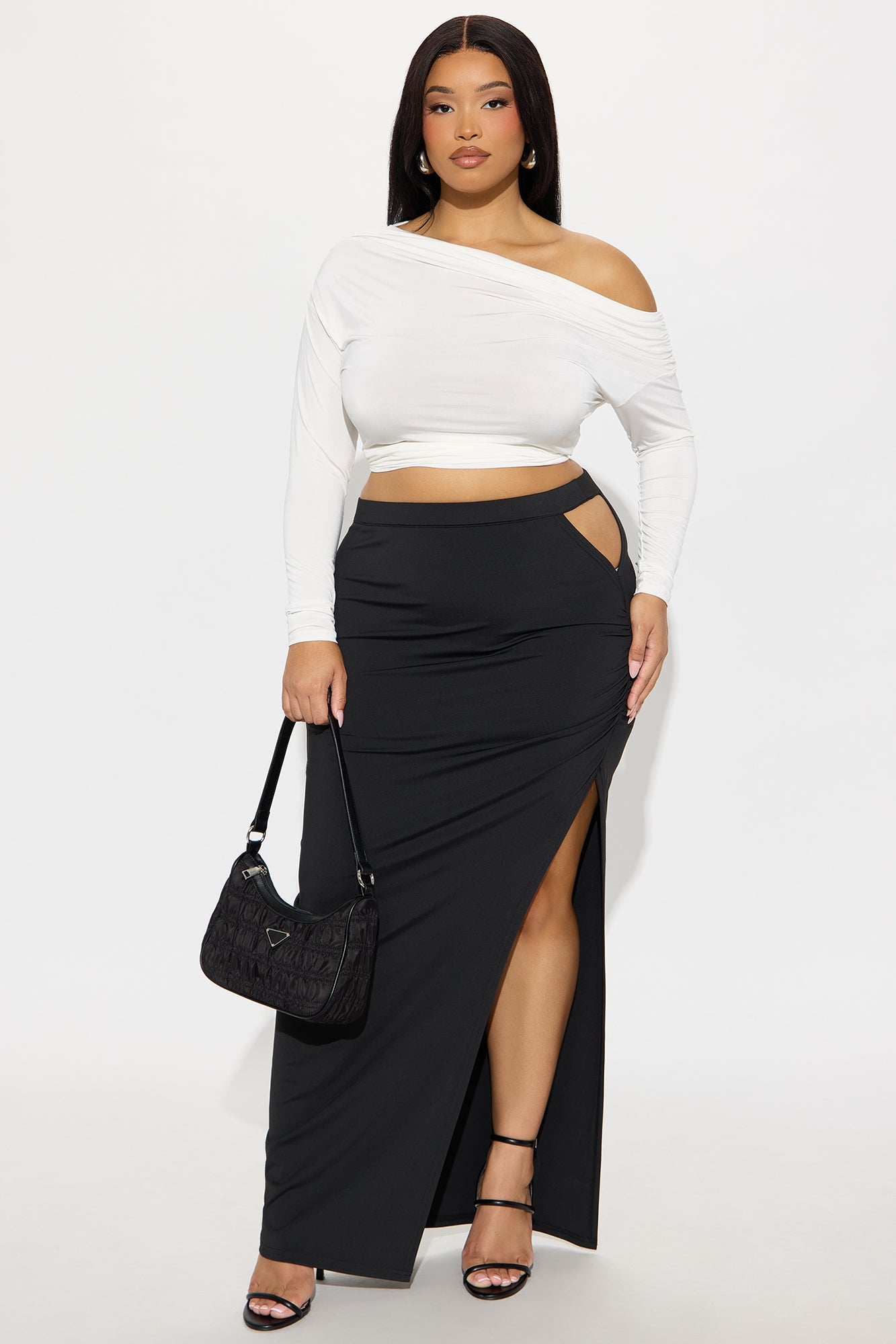 Follow My Lead Side Slit Maxi Skirt - Black 