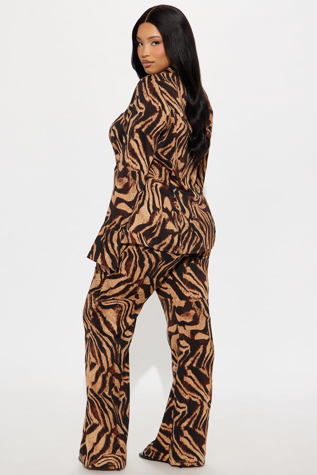 Feminine Aura Pant Set - Brown Combo 