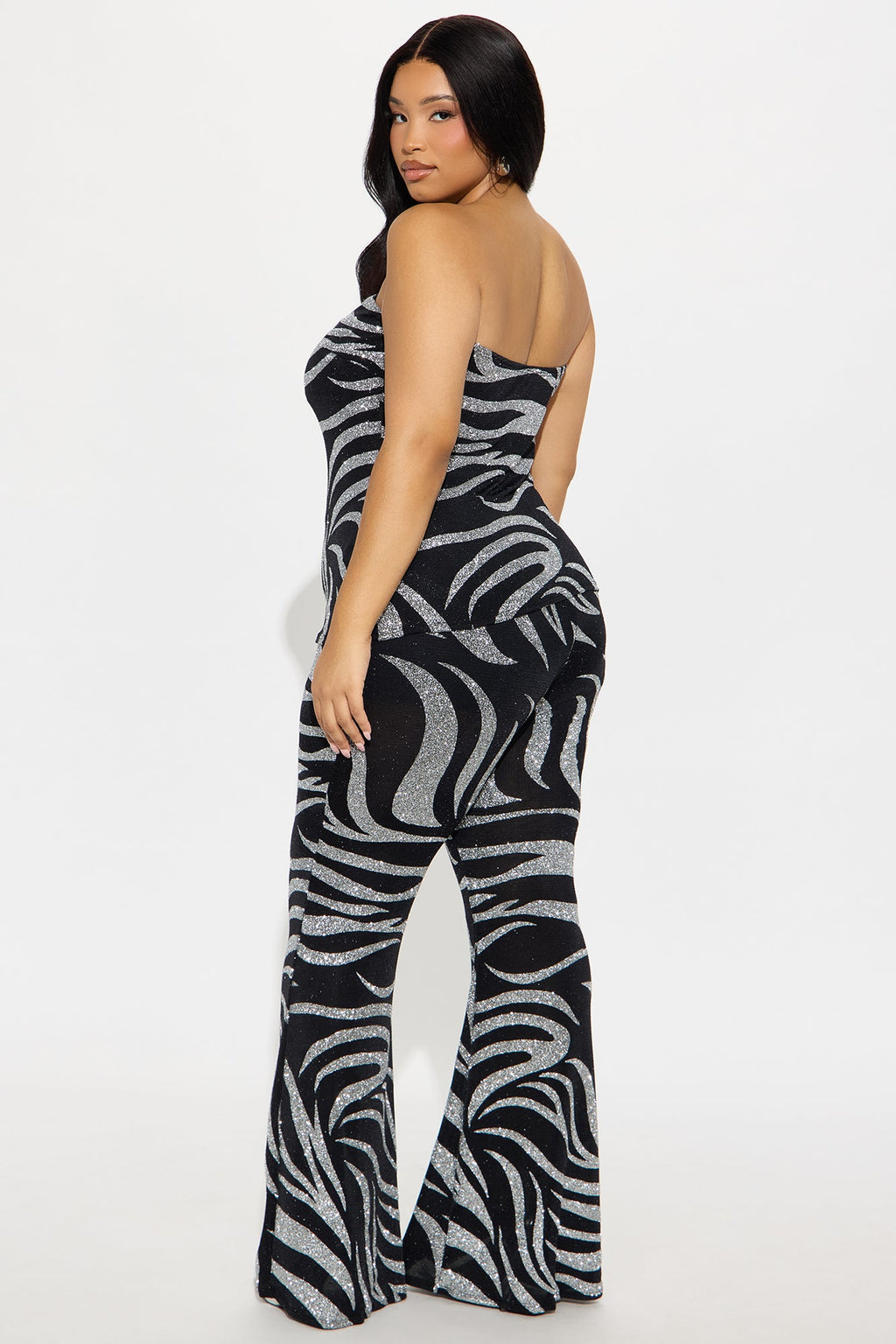Laura Shimmer Tube Top Pant Set - Black/Silver 