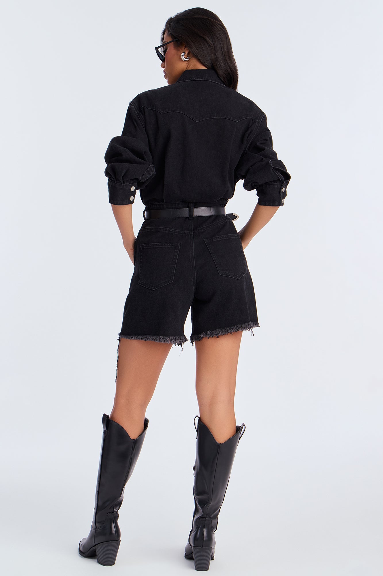 In My Denim Romper - Black