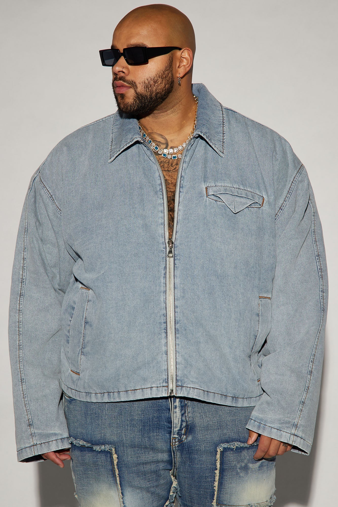 Don't Concern You Padded Cropped Jacket - Light Blue