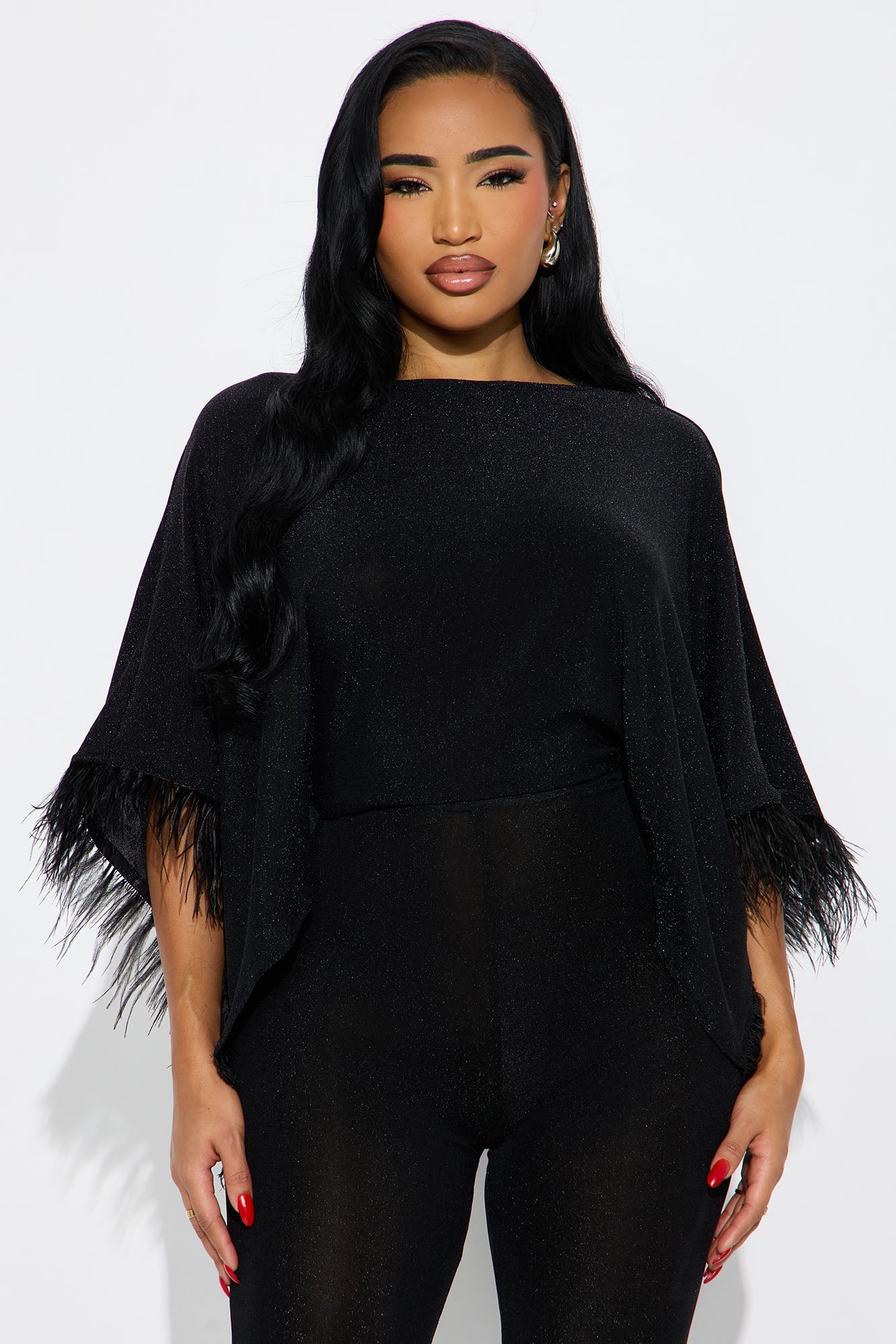 Patricia Slinky Feather Jumpsuit - Black