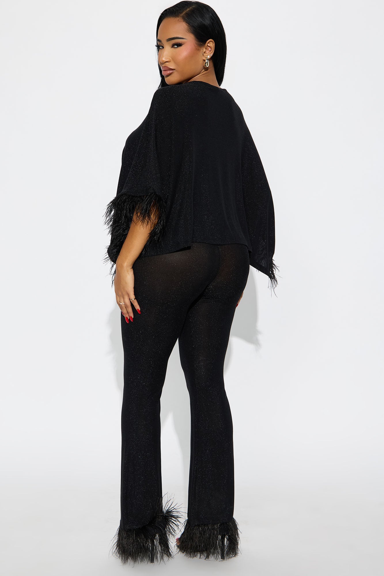 Patricia Slinky Feather Jumpsuit - Black