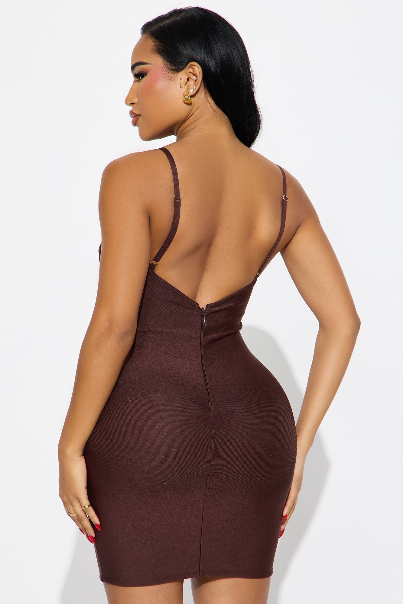 Cleo Contour Bandage Micro Mini Dress - Brown