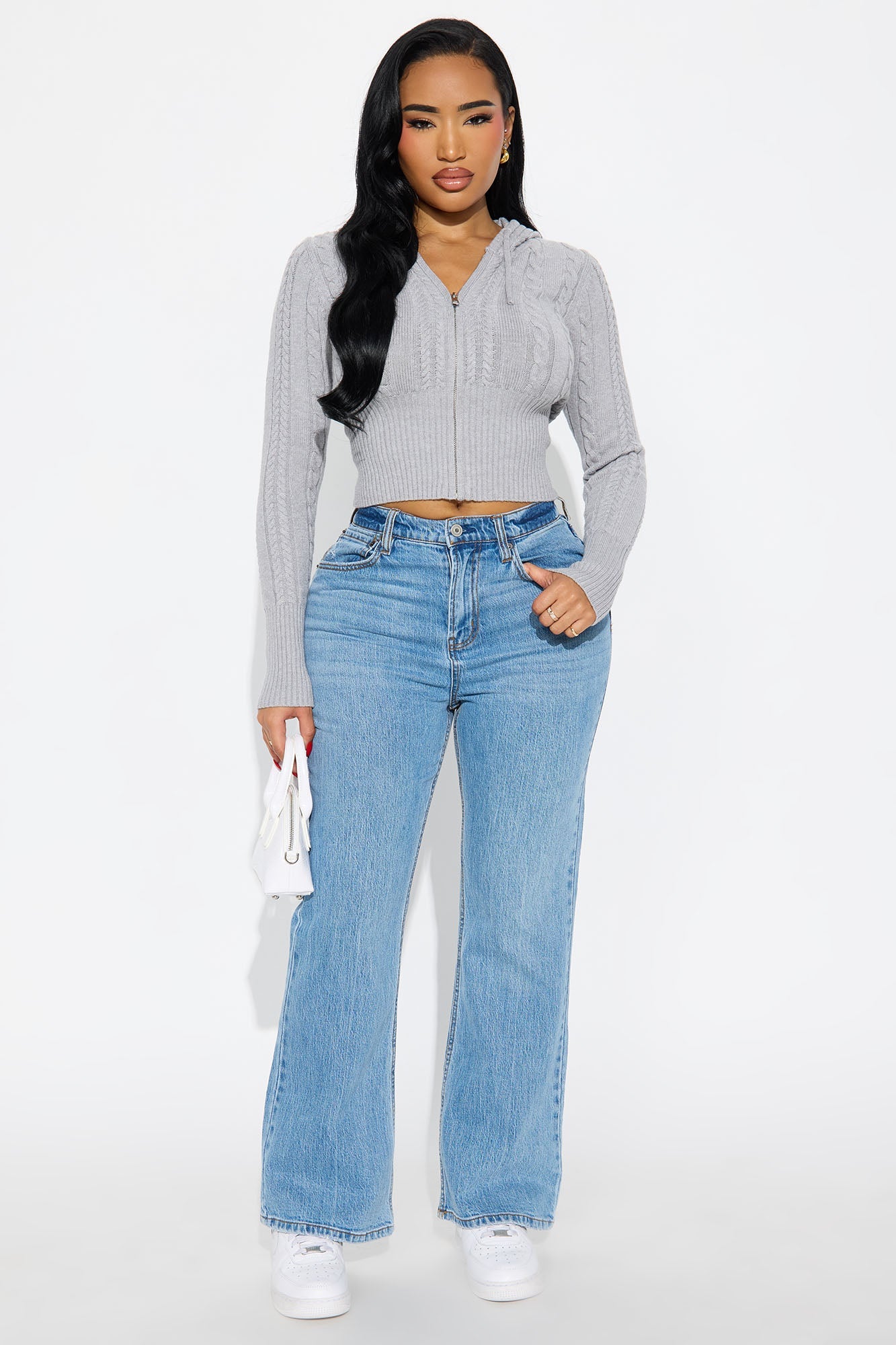 Everyday Thing Cable Knit Sweater - Grey