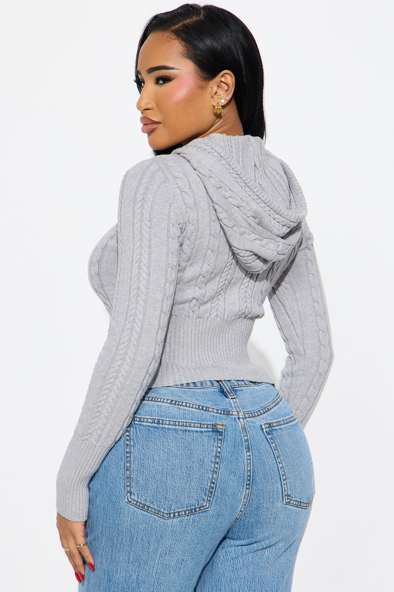 Everyday Thing Cable Knit Sweater - Grey