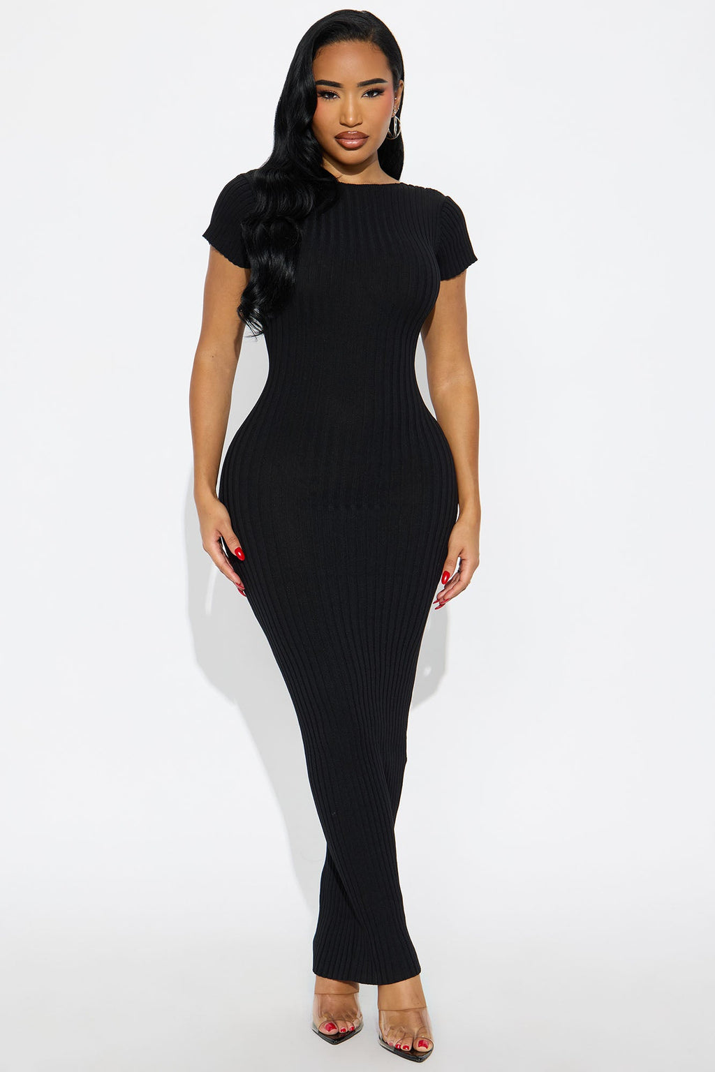 Nomi Low Back Sweater Maxi Dress - Black