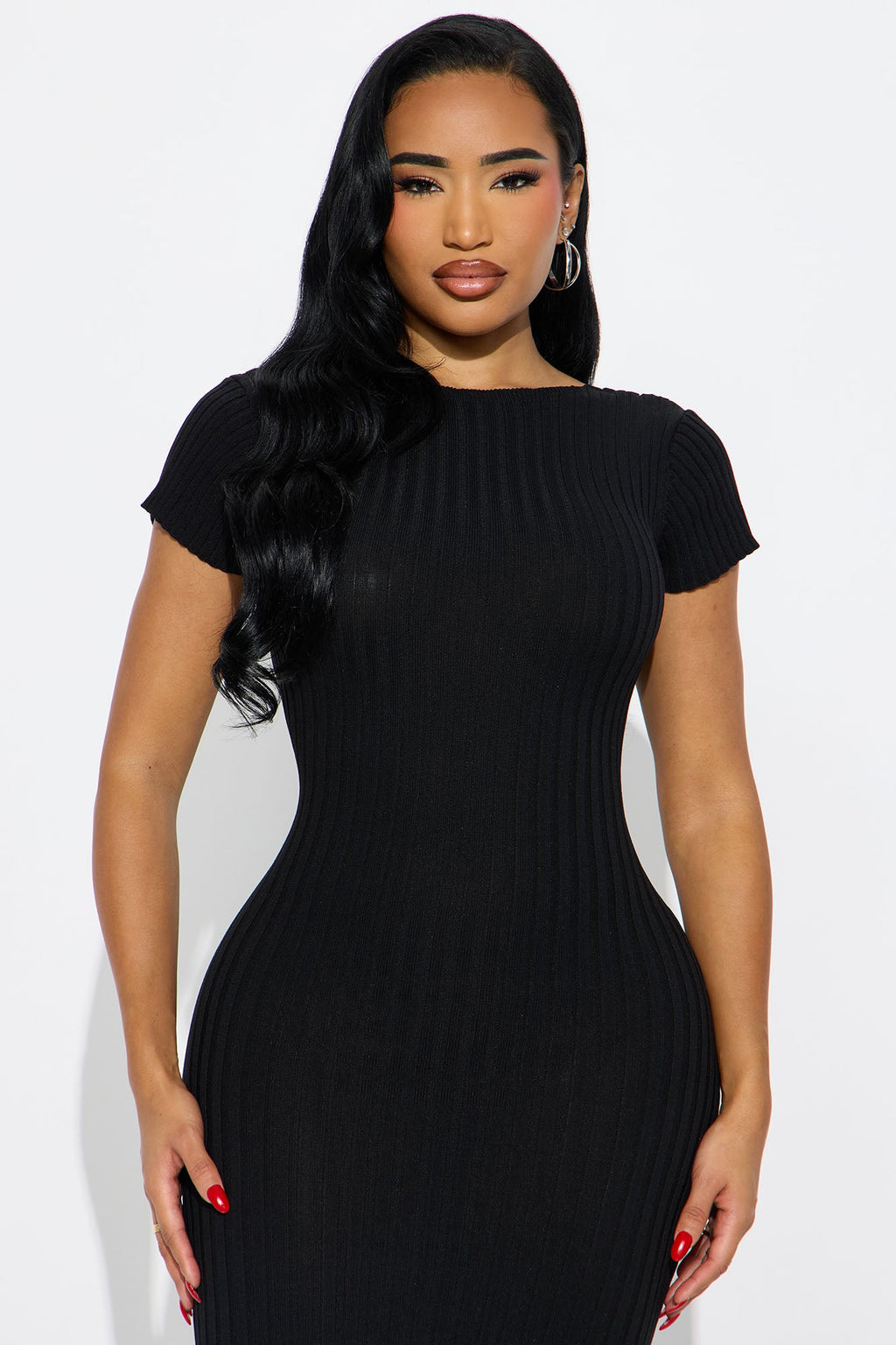 Nomi Low Back Sweater Maxi Dress - Black