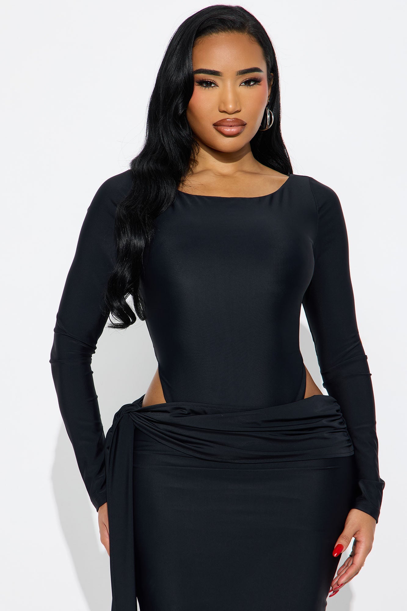 Romena Bodysuit Maxi Skirt Set - Black