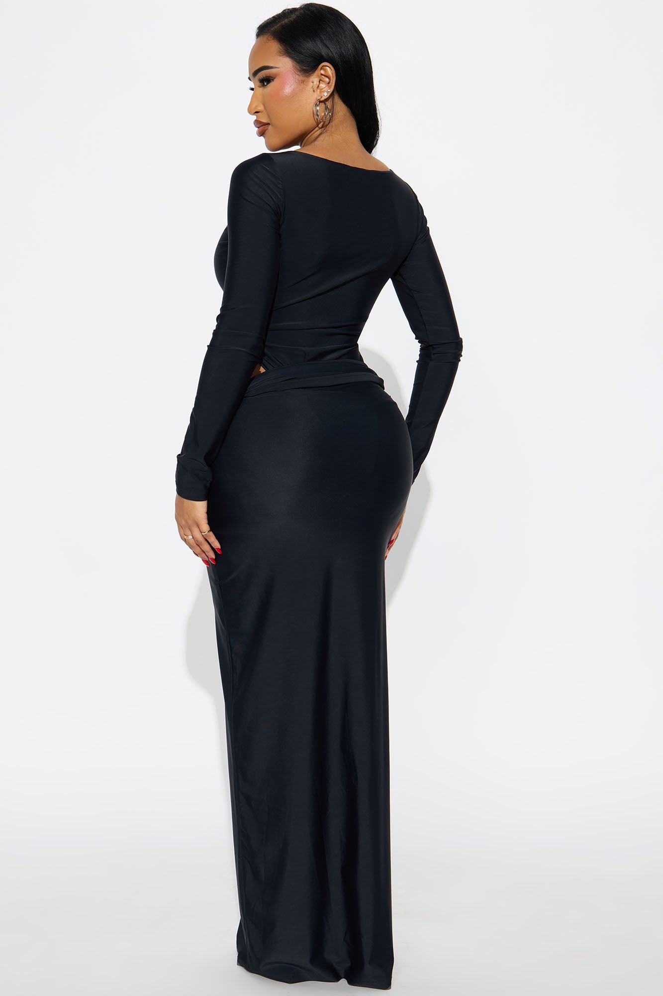 Romena Bodysuit Maxi Skirt Set - Black