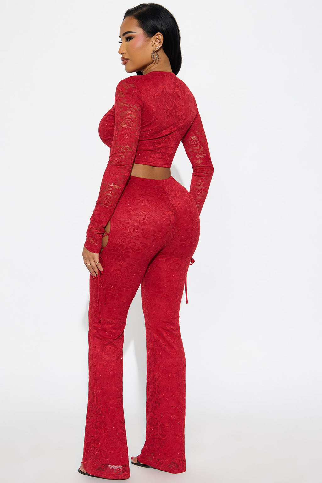 Valentina Lace Pant Set - Red