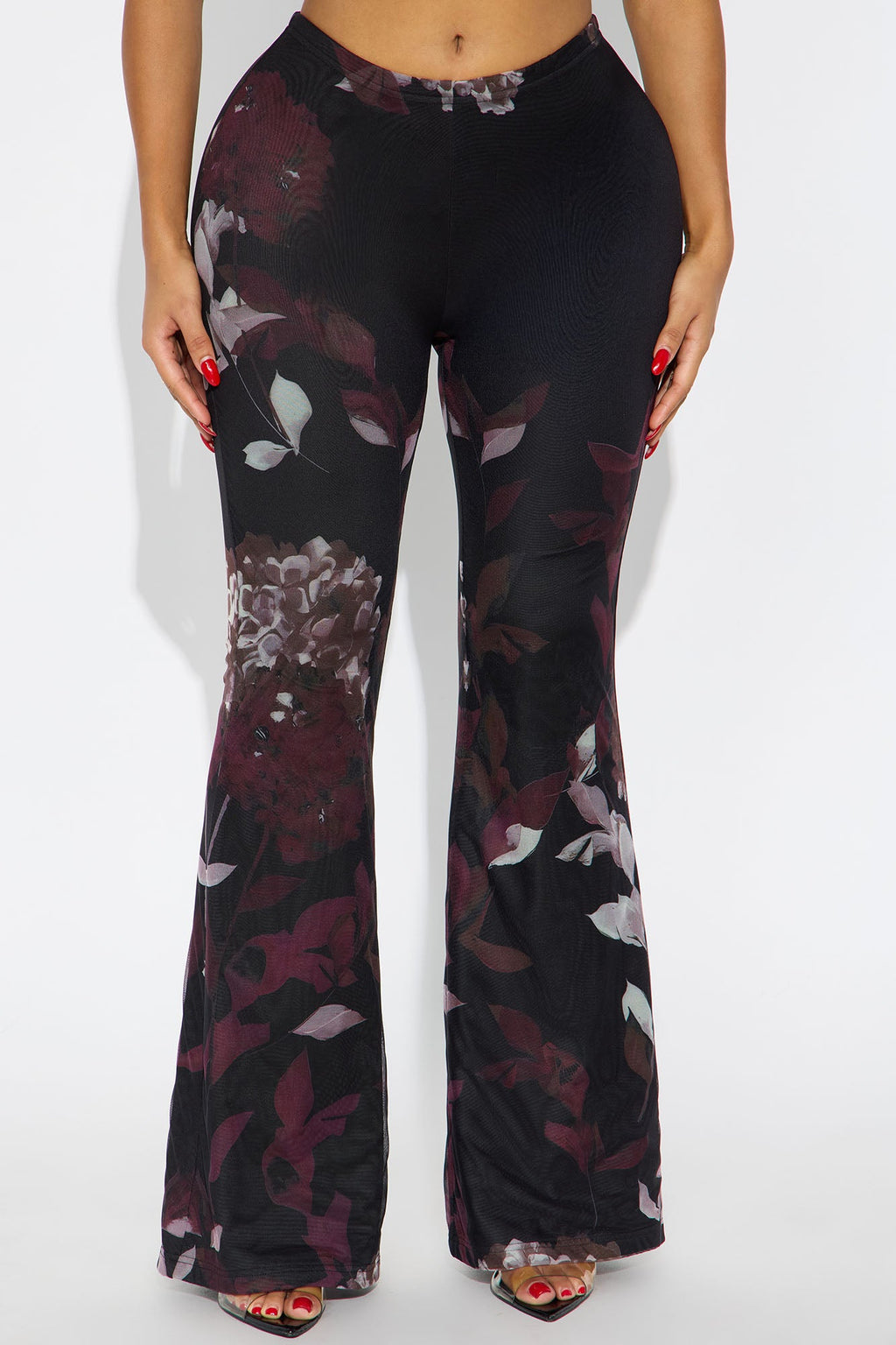 Garden Muse Mesh Flare Pant 32″ - Burgundy/combo 