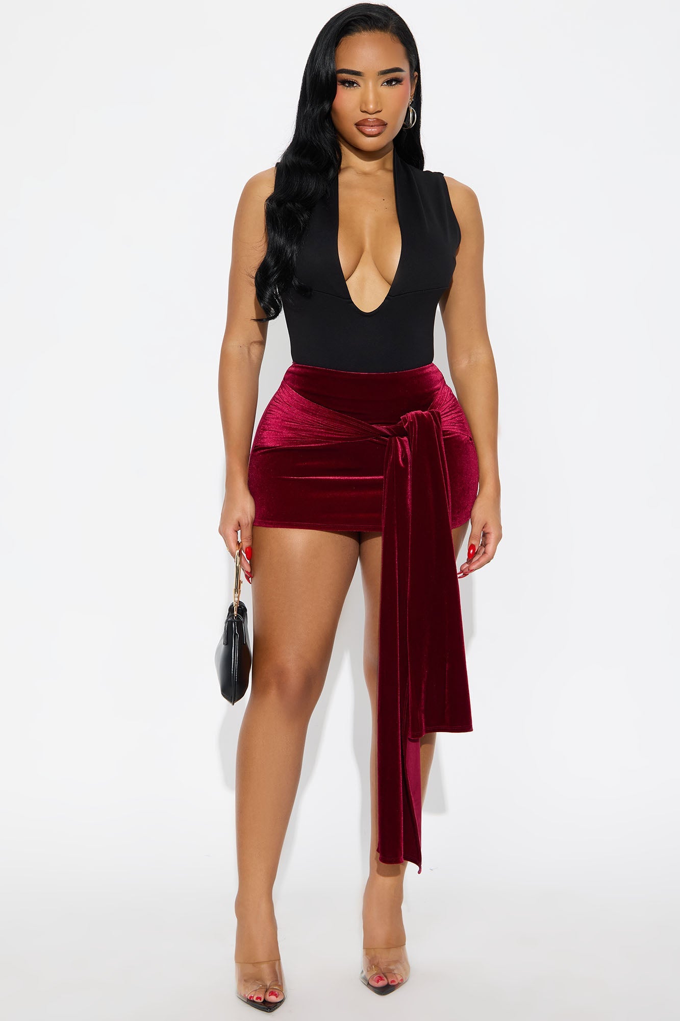 A Velvet Affair Micro Mini Skirt - Burgundy 