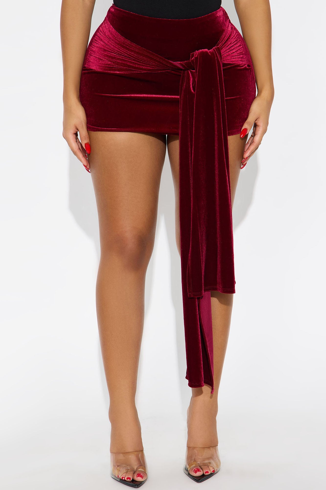 A Velvet Affair Micro Mini Skirt - Burgundy 