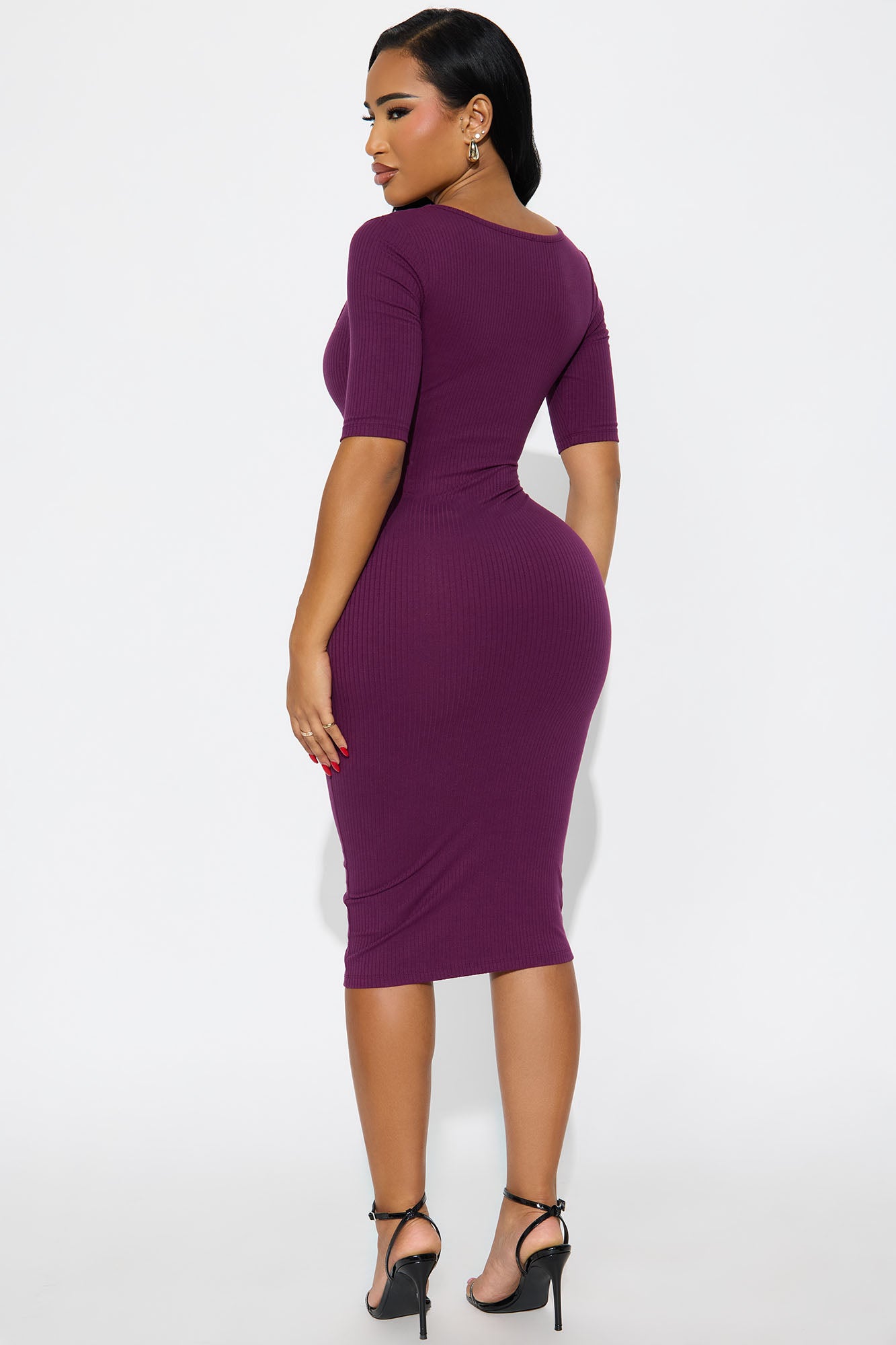 A Little Bossy Midi Dress - Plum