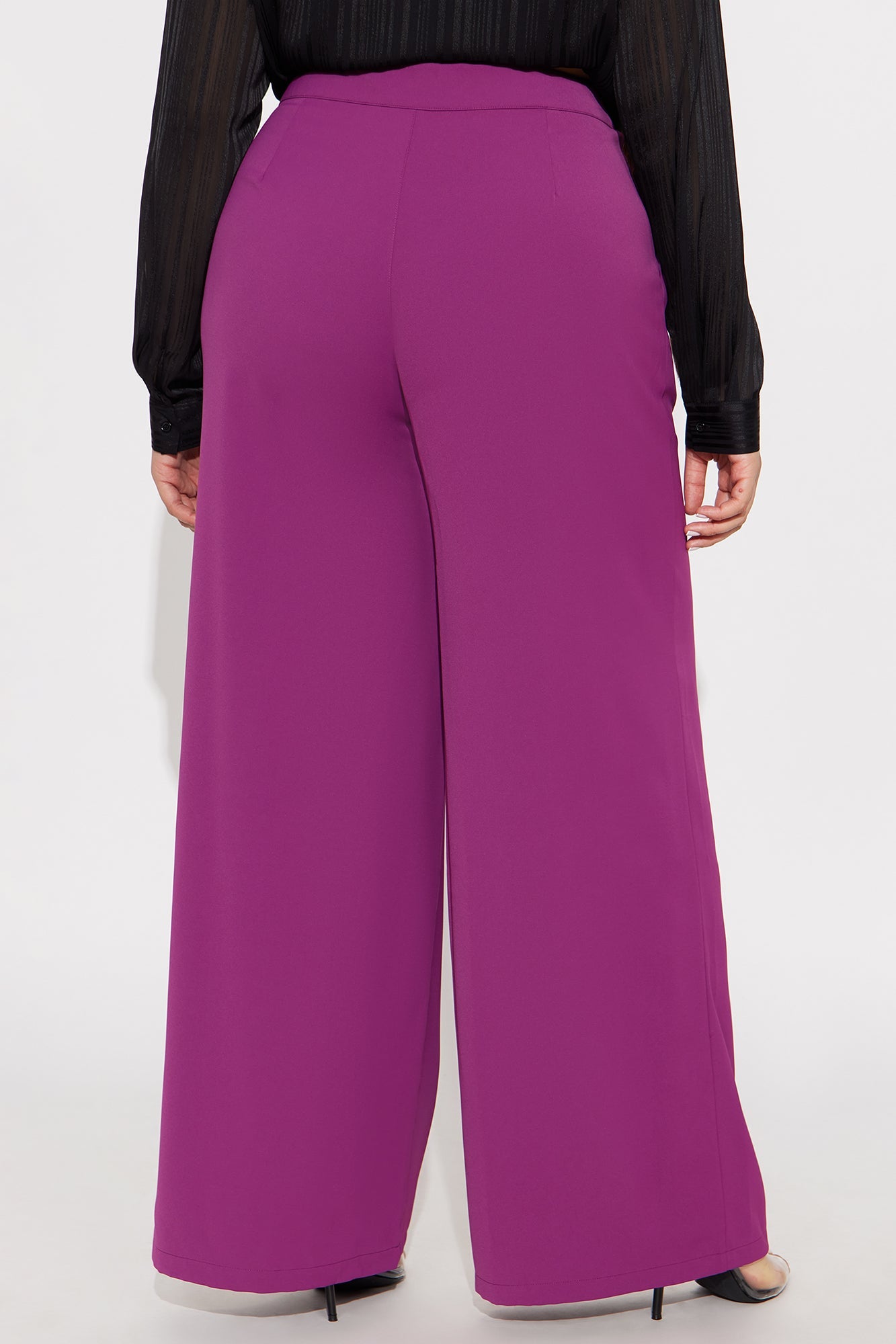 Candice Pleated Wide Leg Trouser Pant 33″ - Raspberry 