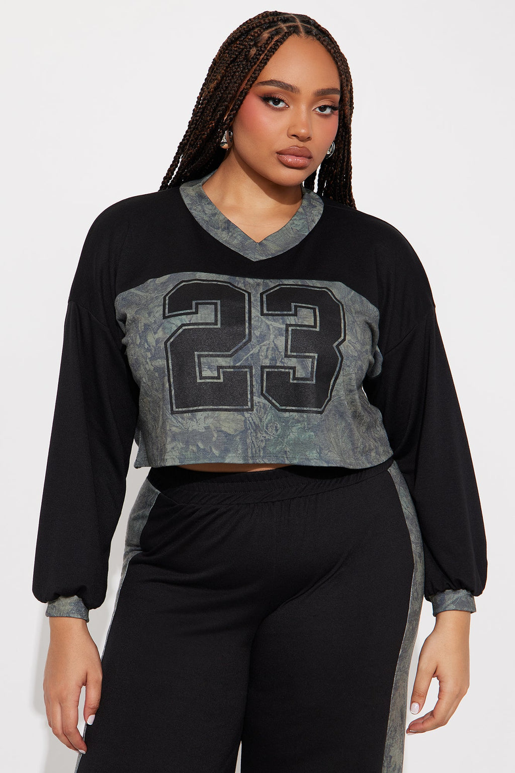 Stay Strong French Terry Pant Set  - Black