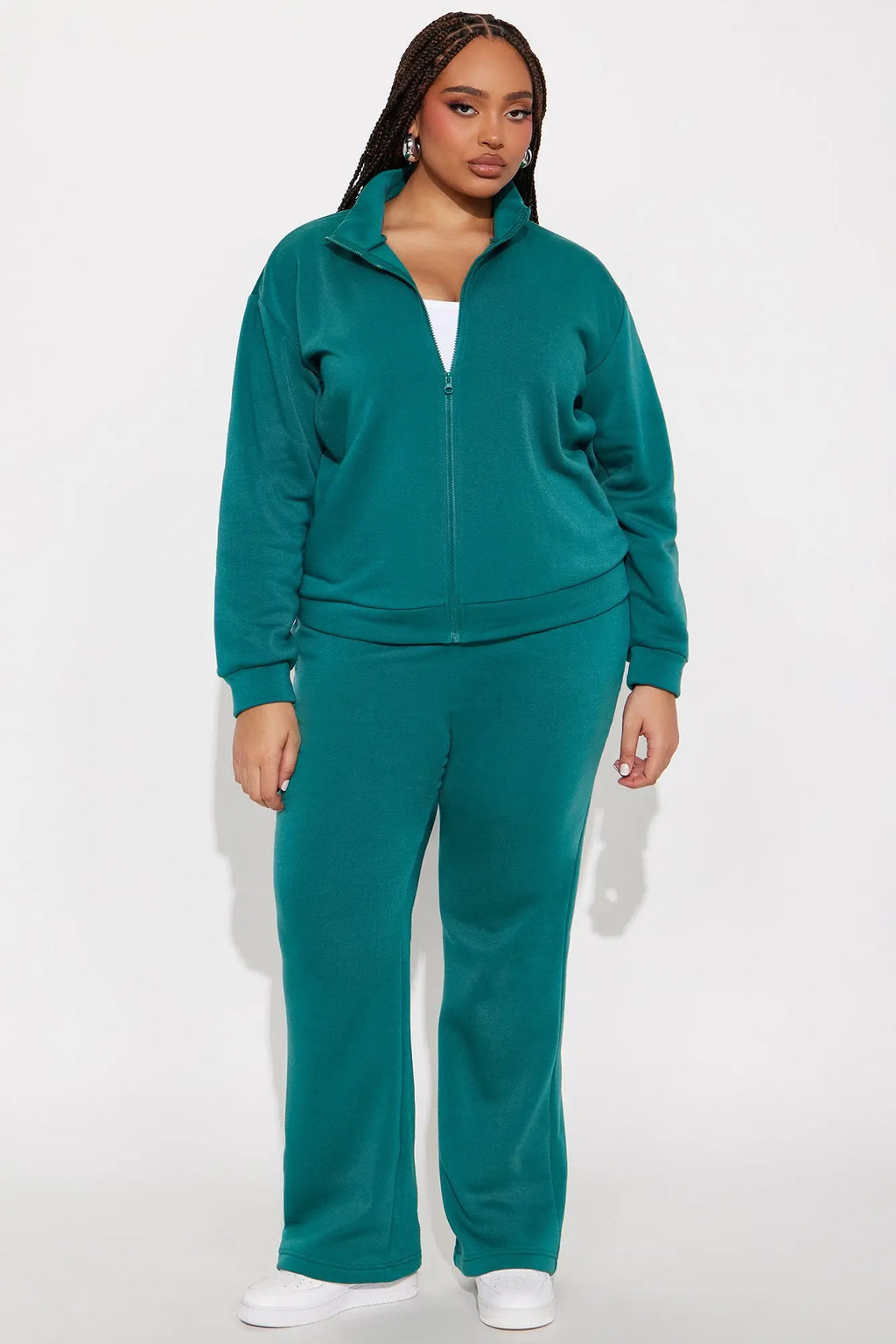 Demi Zip Up Fleece Pant Set - Hunter 