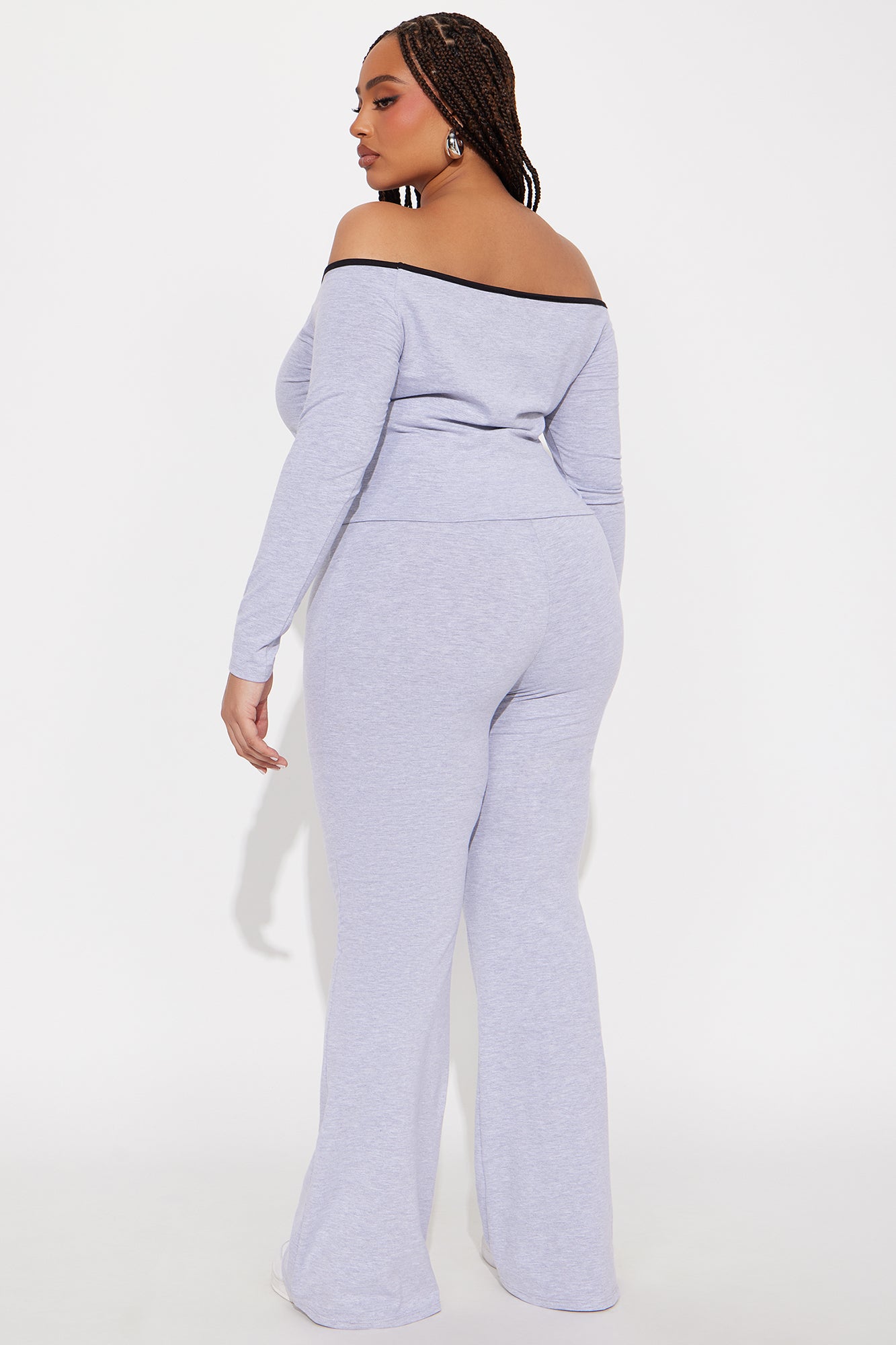 Jess Graphic Top And Pant Set - Heather Grey