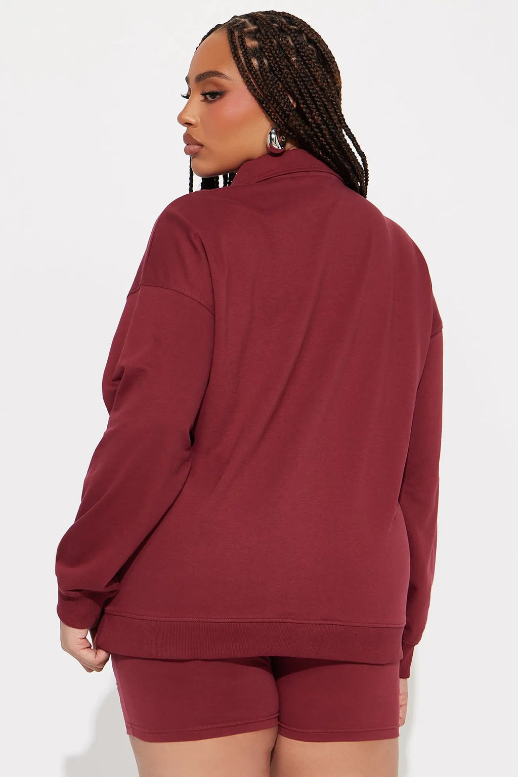 Main Street Mood Biker Shorts Set - Burgundy 