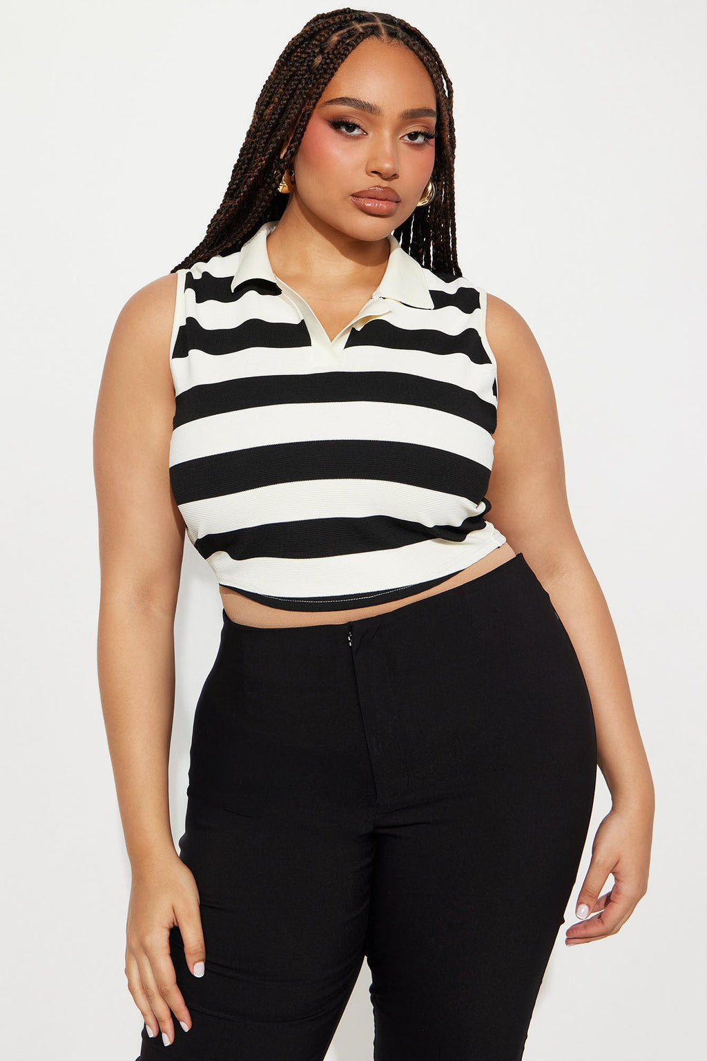 Angela Backless Collard Top - Black/combo
