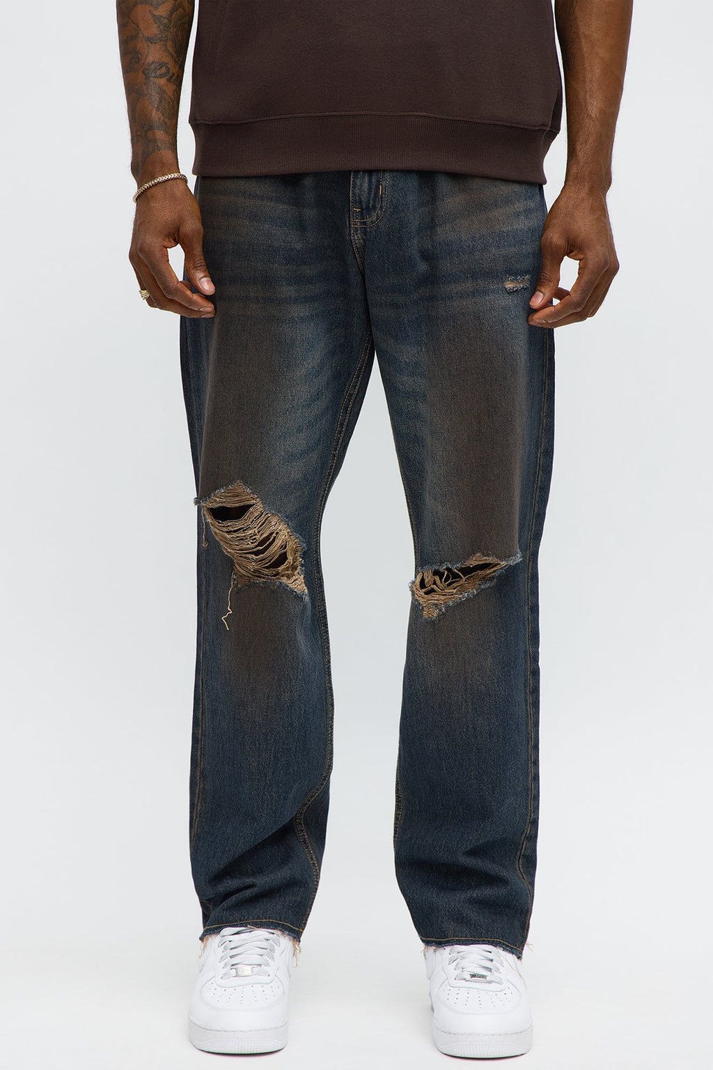 Slim To Put In The Works Ripped Jeans - Dark Wash