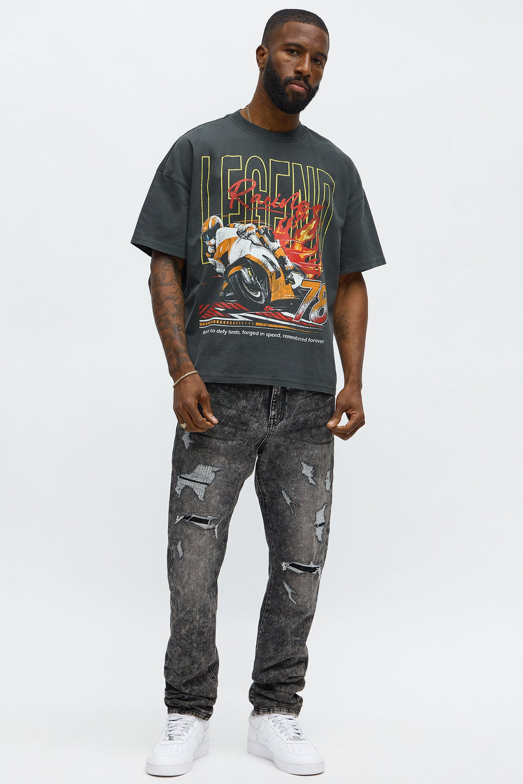 Legend Racing Oversized Short Sleeve Tee - Black Wash