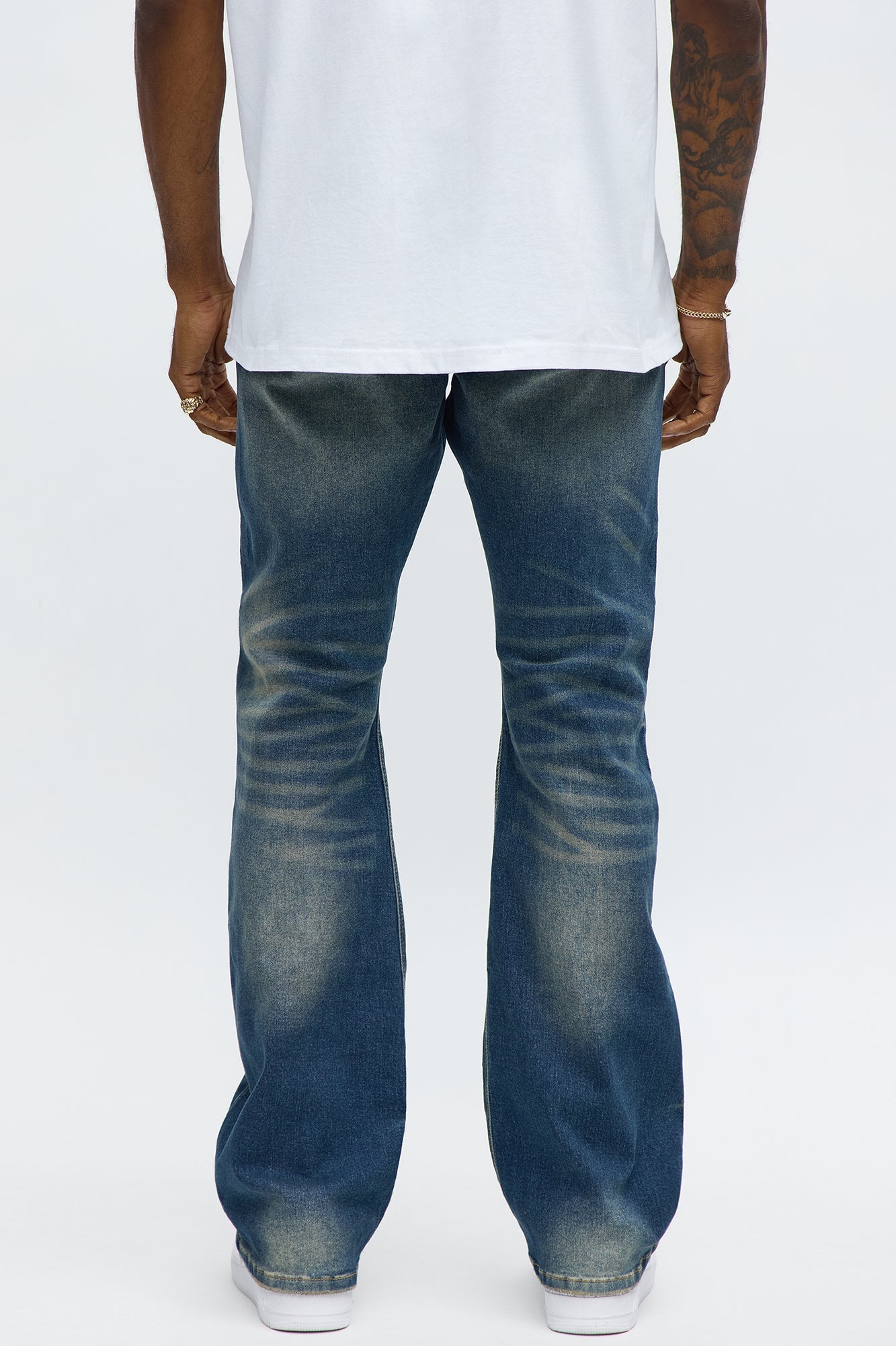 Stacked Skinny Flare Be Brave Be Fearless Embridered Jean - Dark Wash